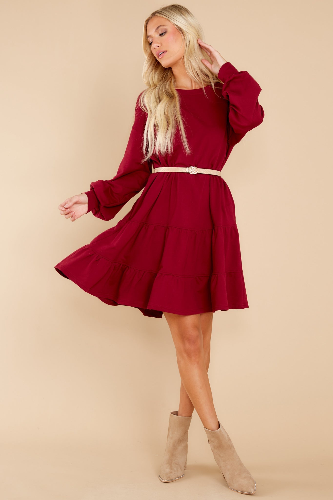 To Be Continued Burgundy Dress