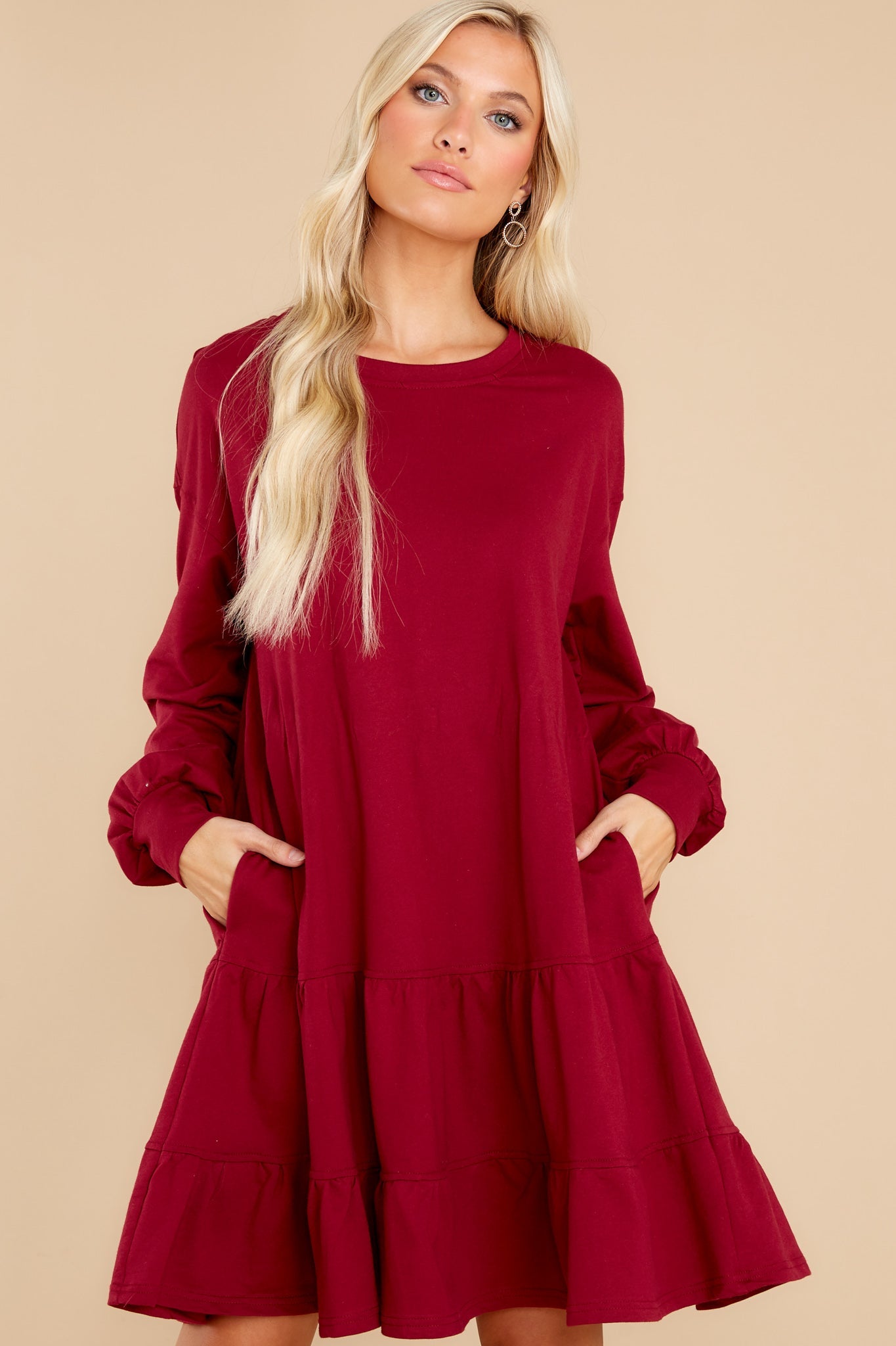 To Be Continued Burgundy Dress