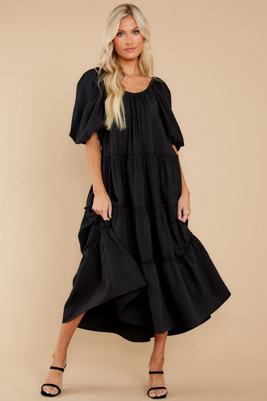 Story Teller Black Midi Dress