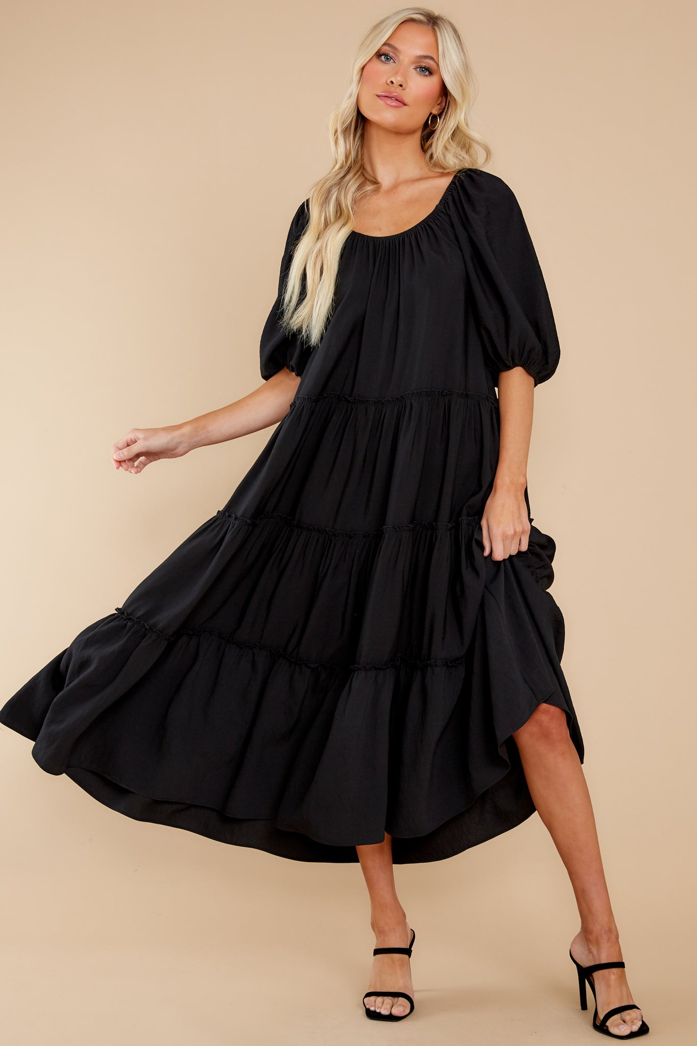 Story Teller Black Midi Dress