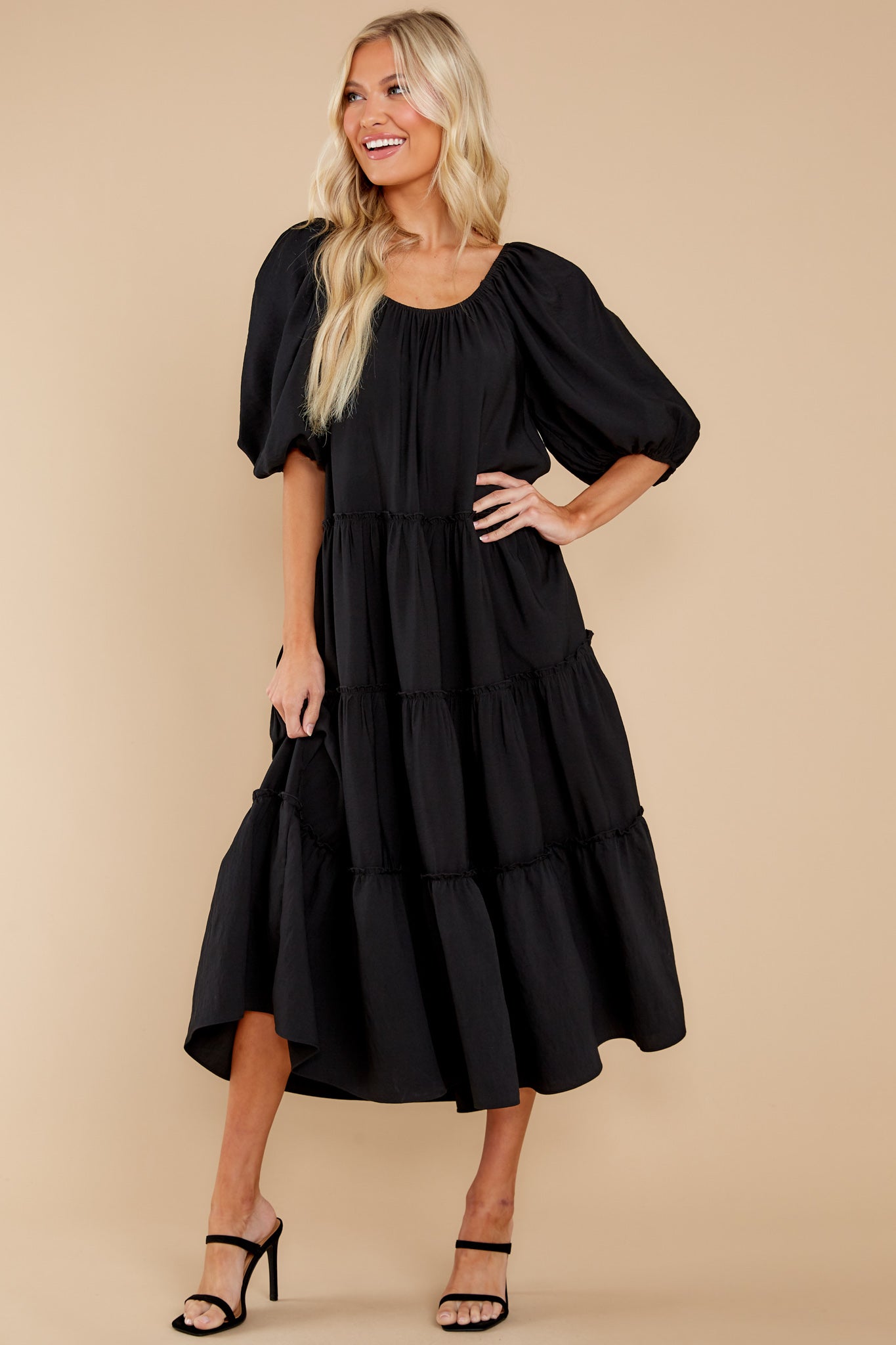 Story Teller Black Midi Dress