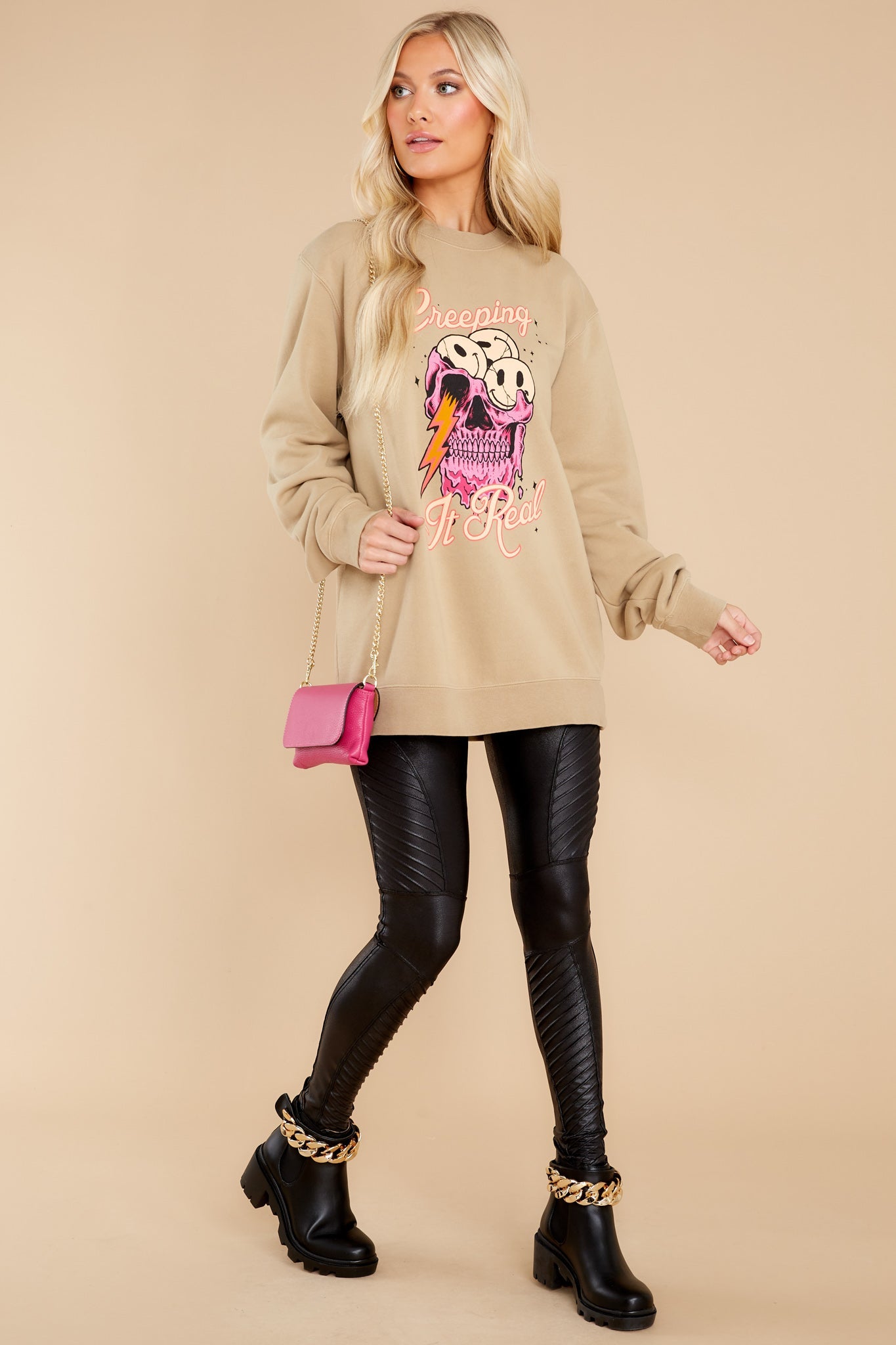 Creeping It Real Taupe Sweatshirt