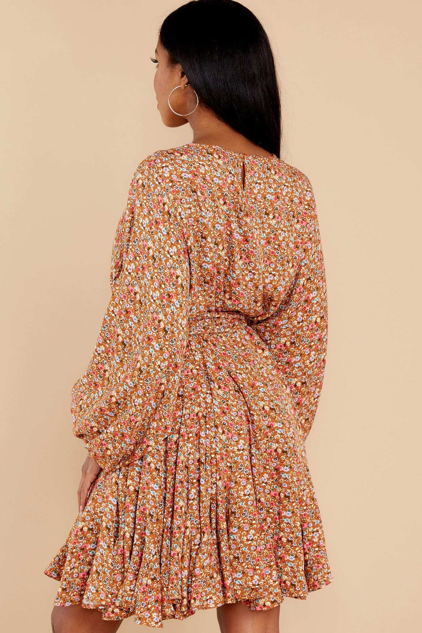 Touch Of Kindness Rust Floral Print Dress