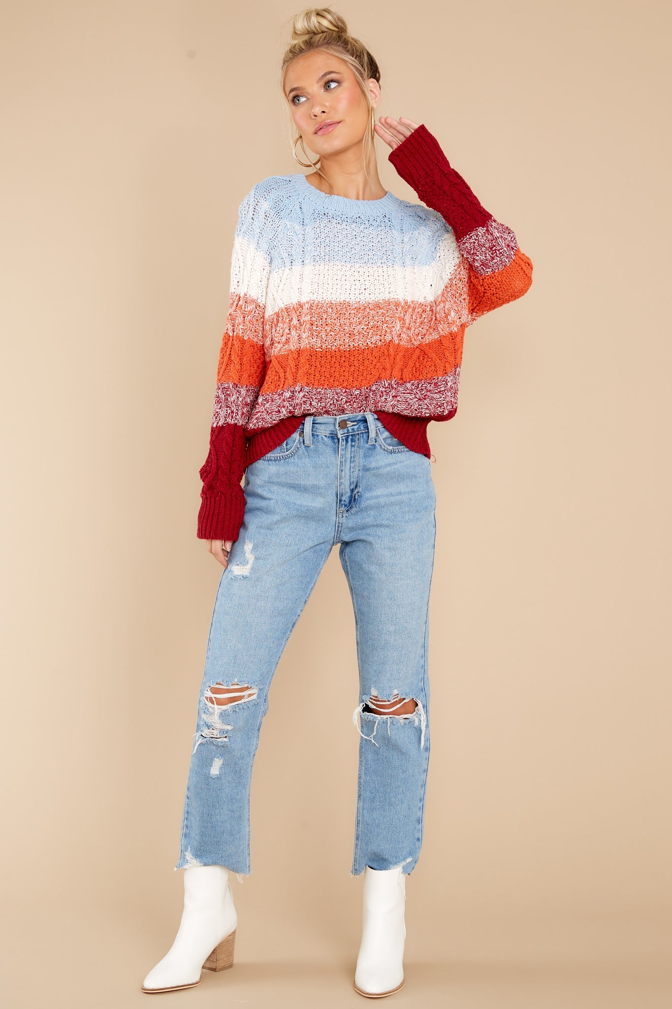 Firecracker Nights Light Blue Multi Sweater