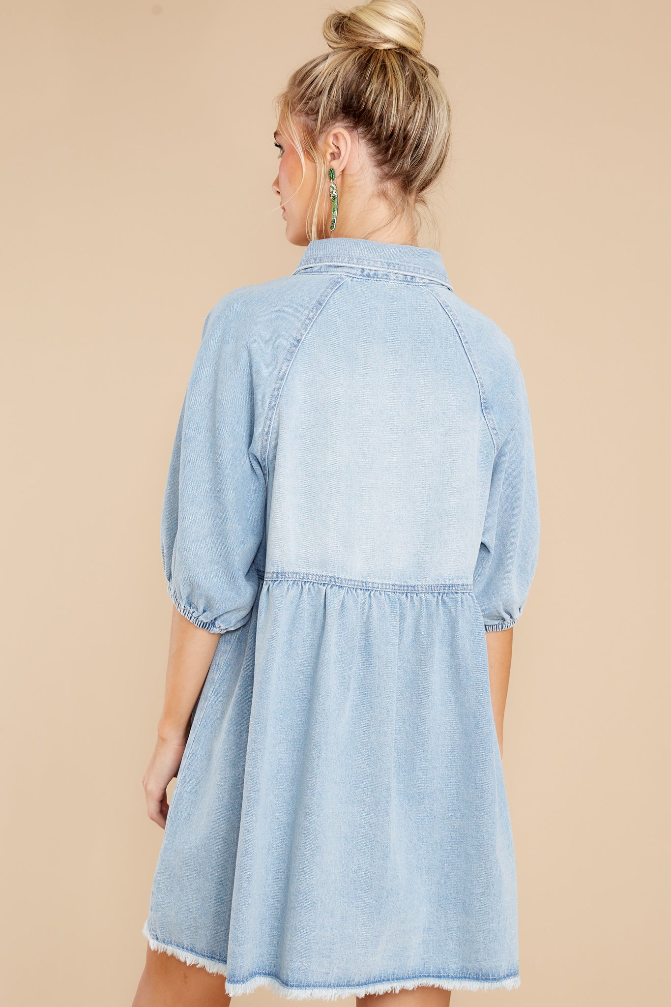 Still Rolling Light Wash Denim Dress