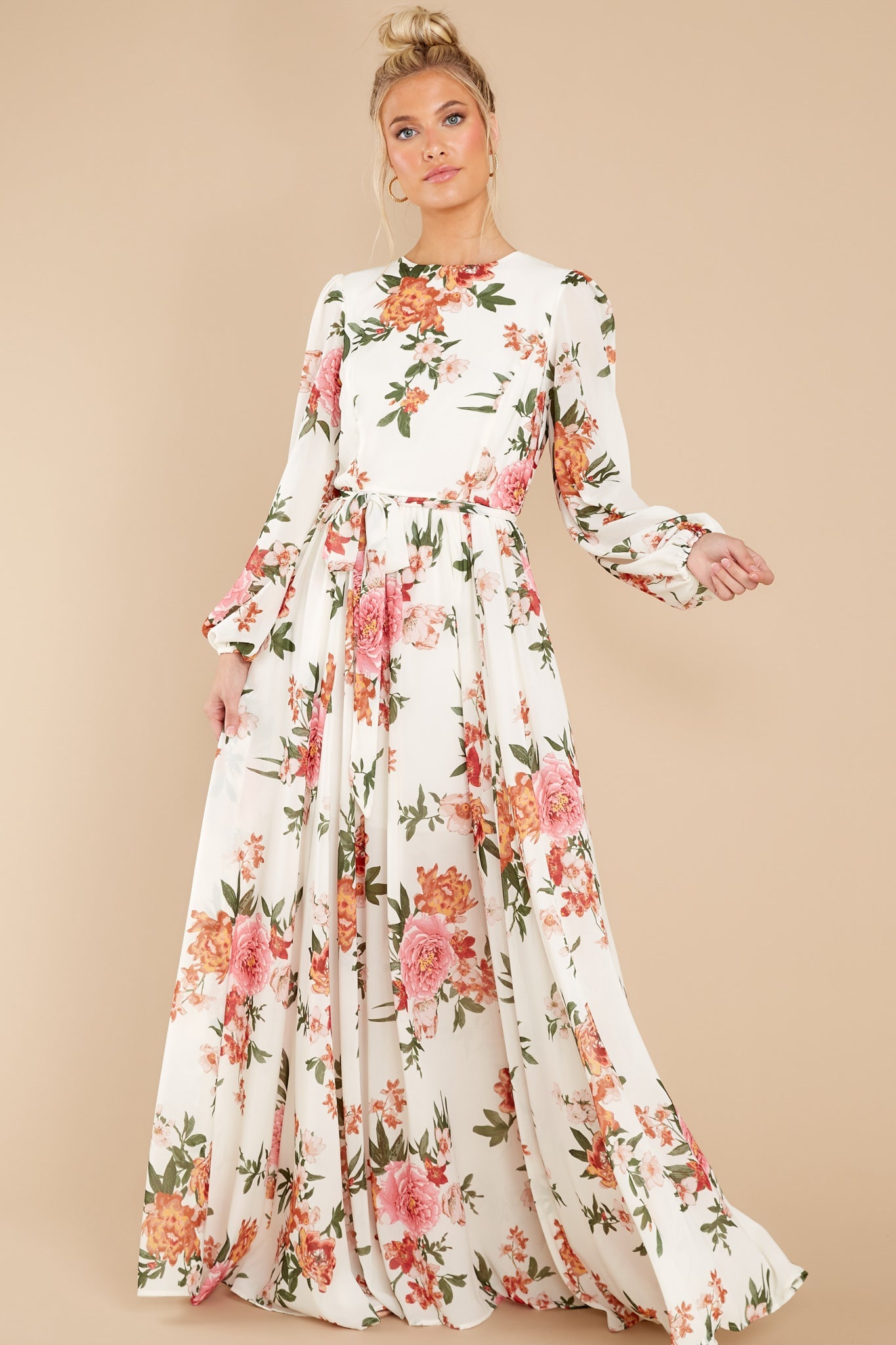 Flowers That Be Cream Floral Print Maxi Dress