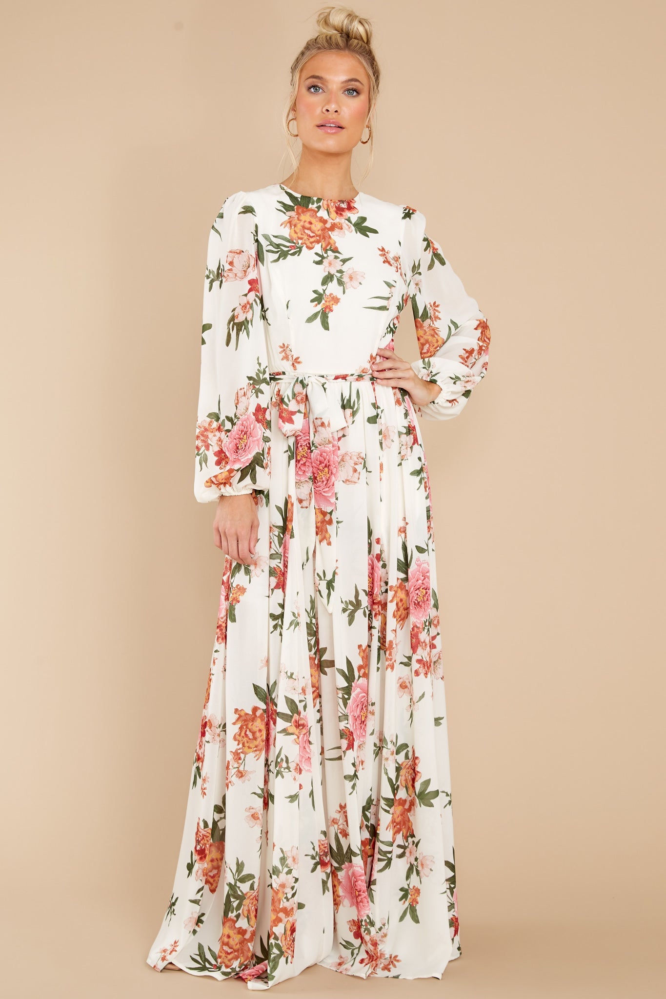 Flowers That Be Cream Floral Print Maxi Dress