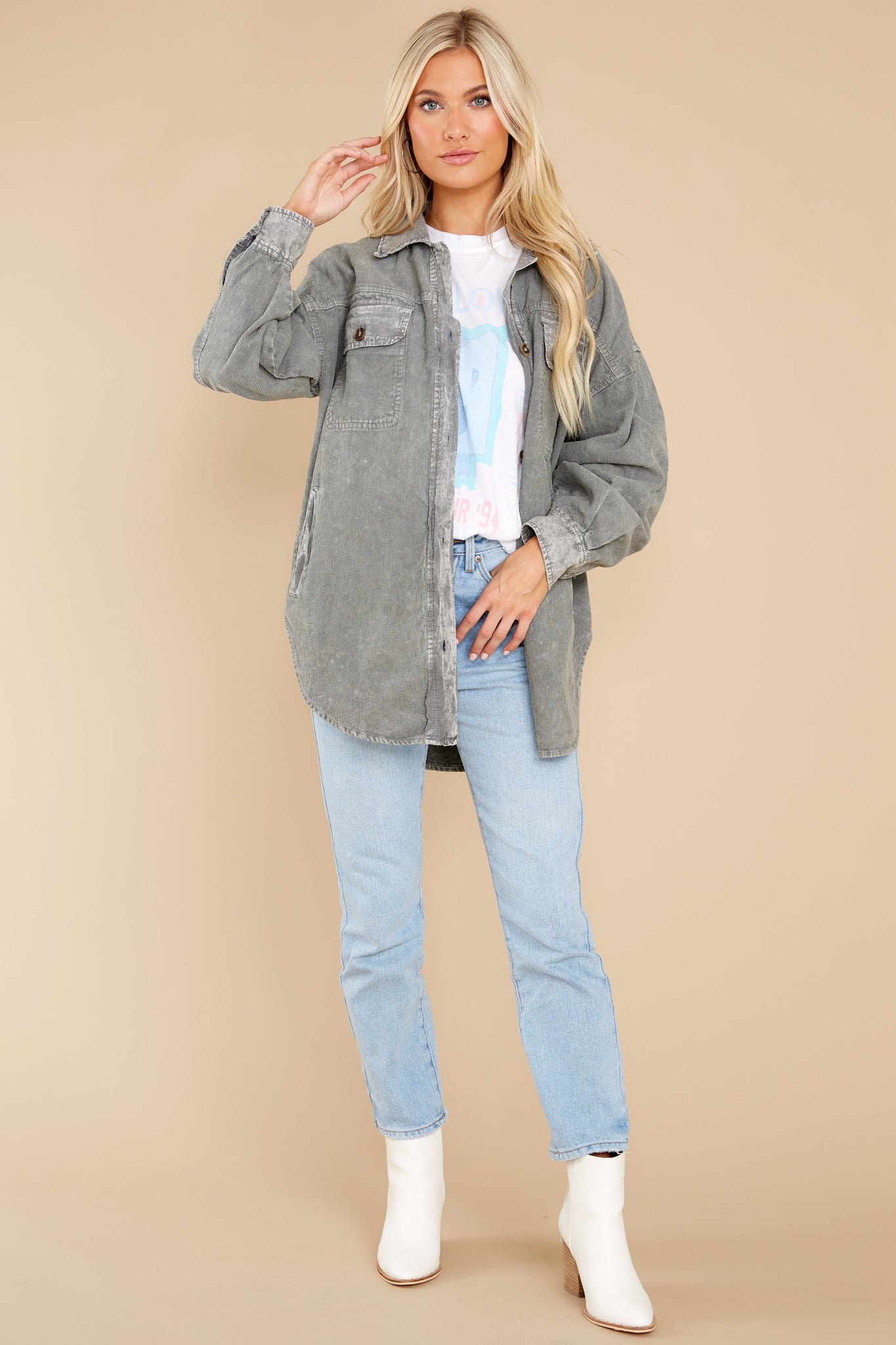 Layers To Love Washed Grey Shacket