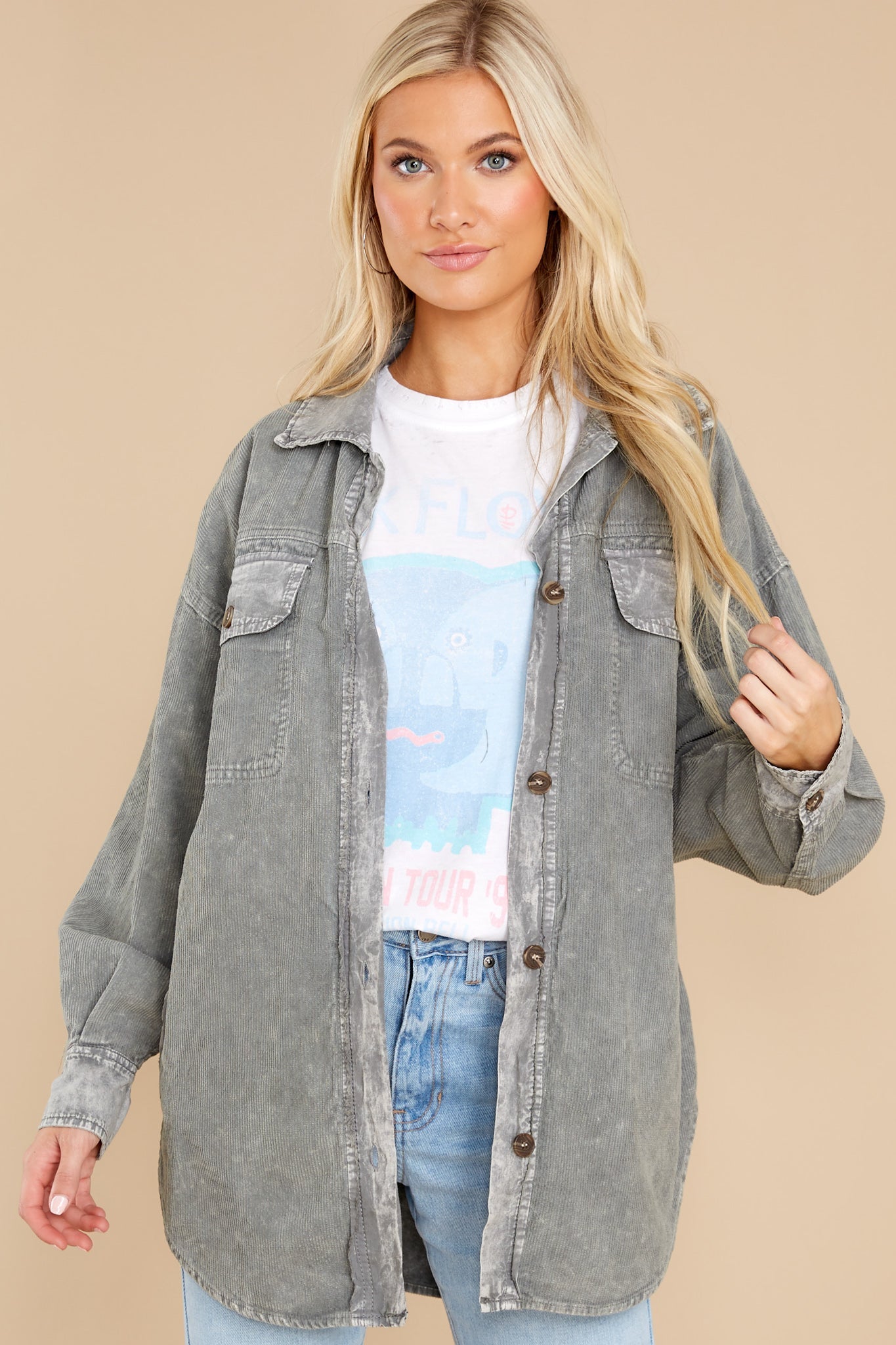 Layers To Love Washed Grey Shacket