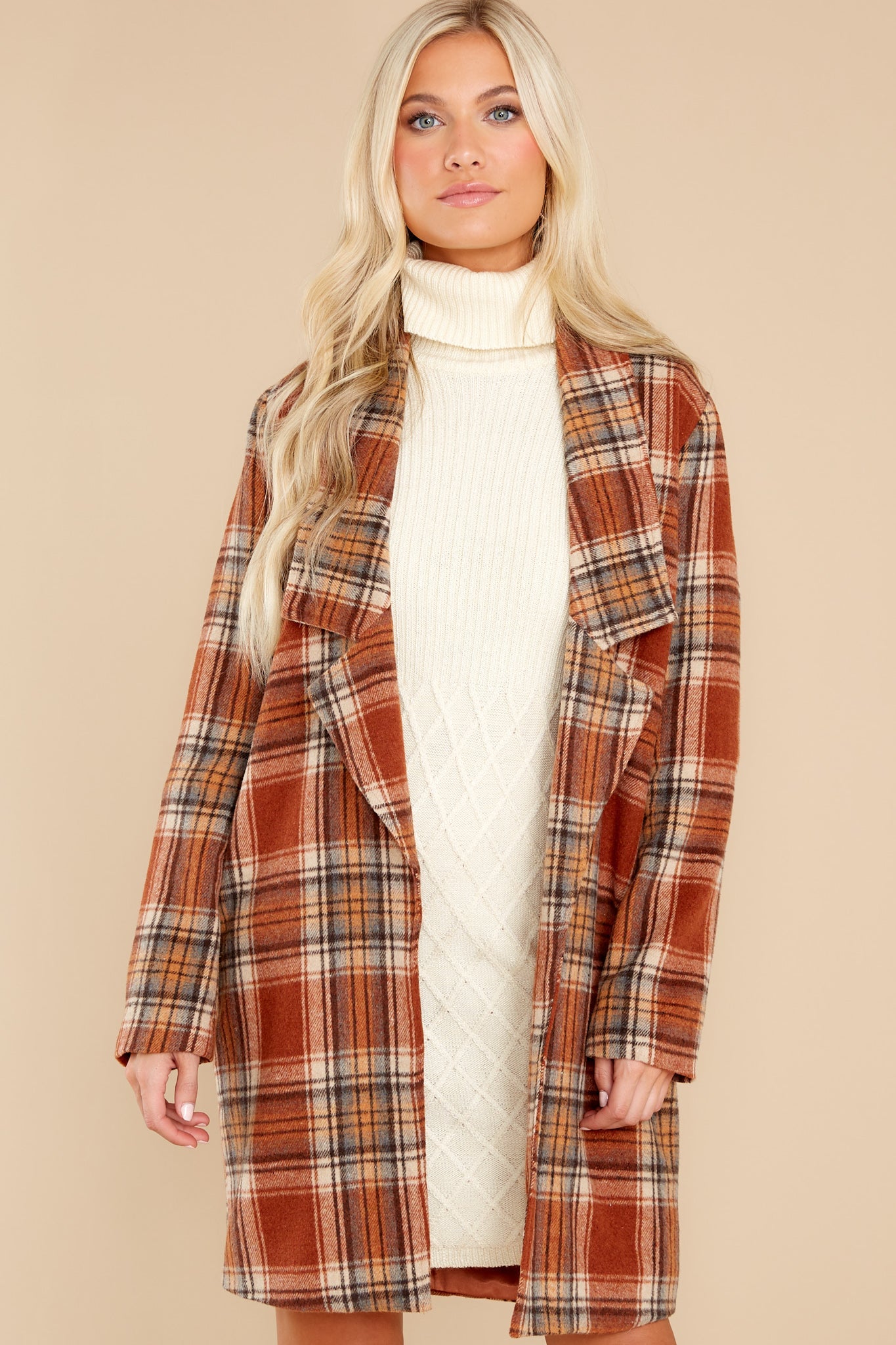Fondly Familiar Chestnut Plaid Coat