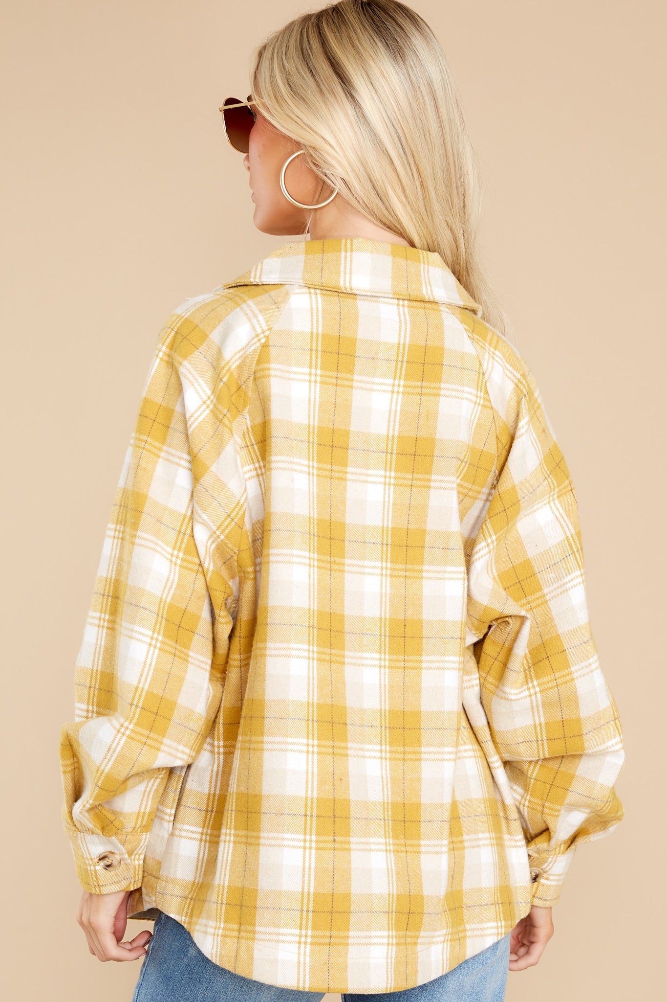 Warmhearted Cozy Goldenrod Plaid Shacket