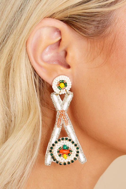 Cossimo Roll White Multi Beaded Earrings
