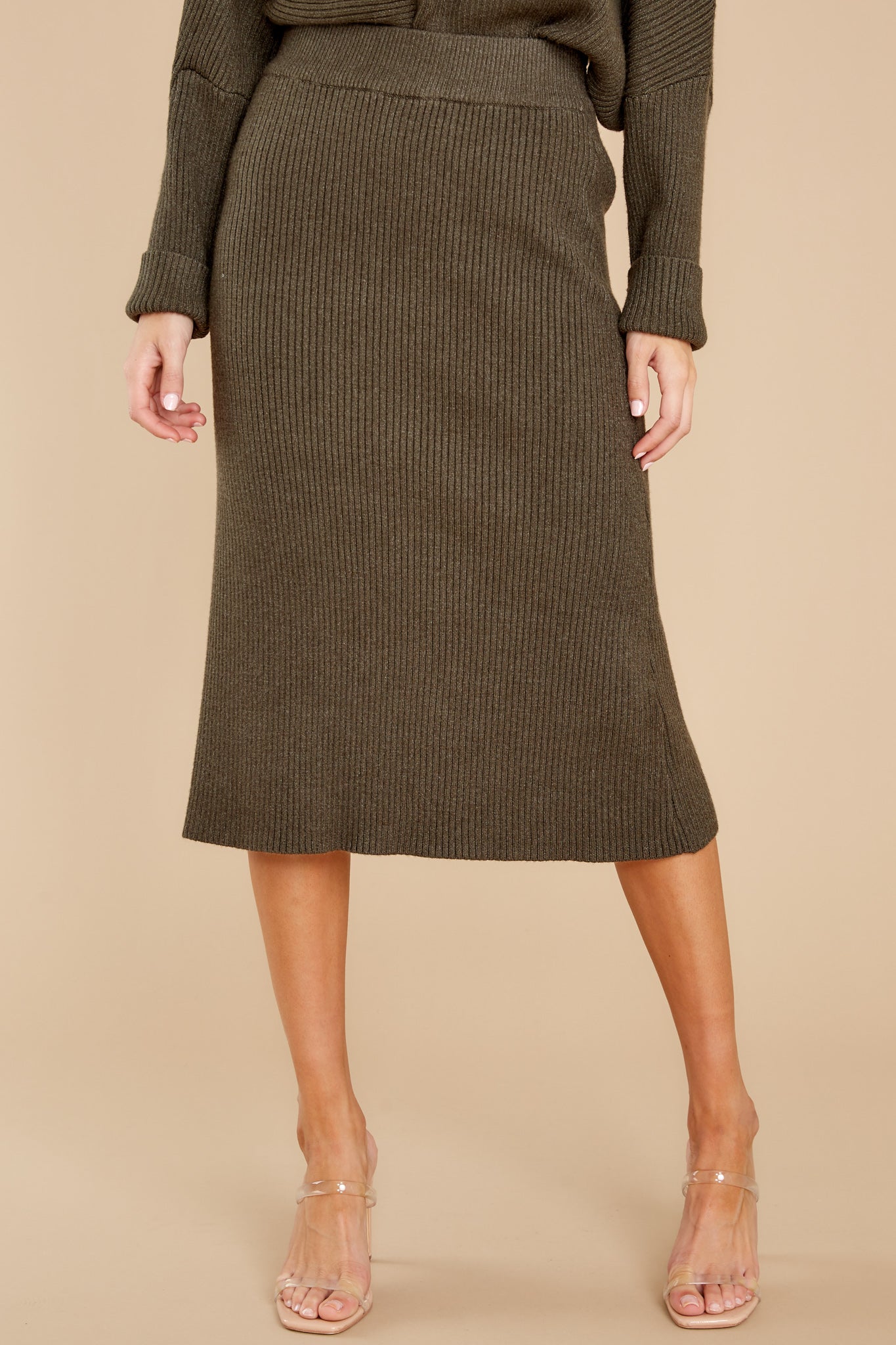 Study Hall Olive Midi Skirt