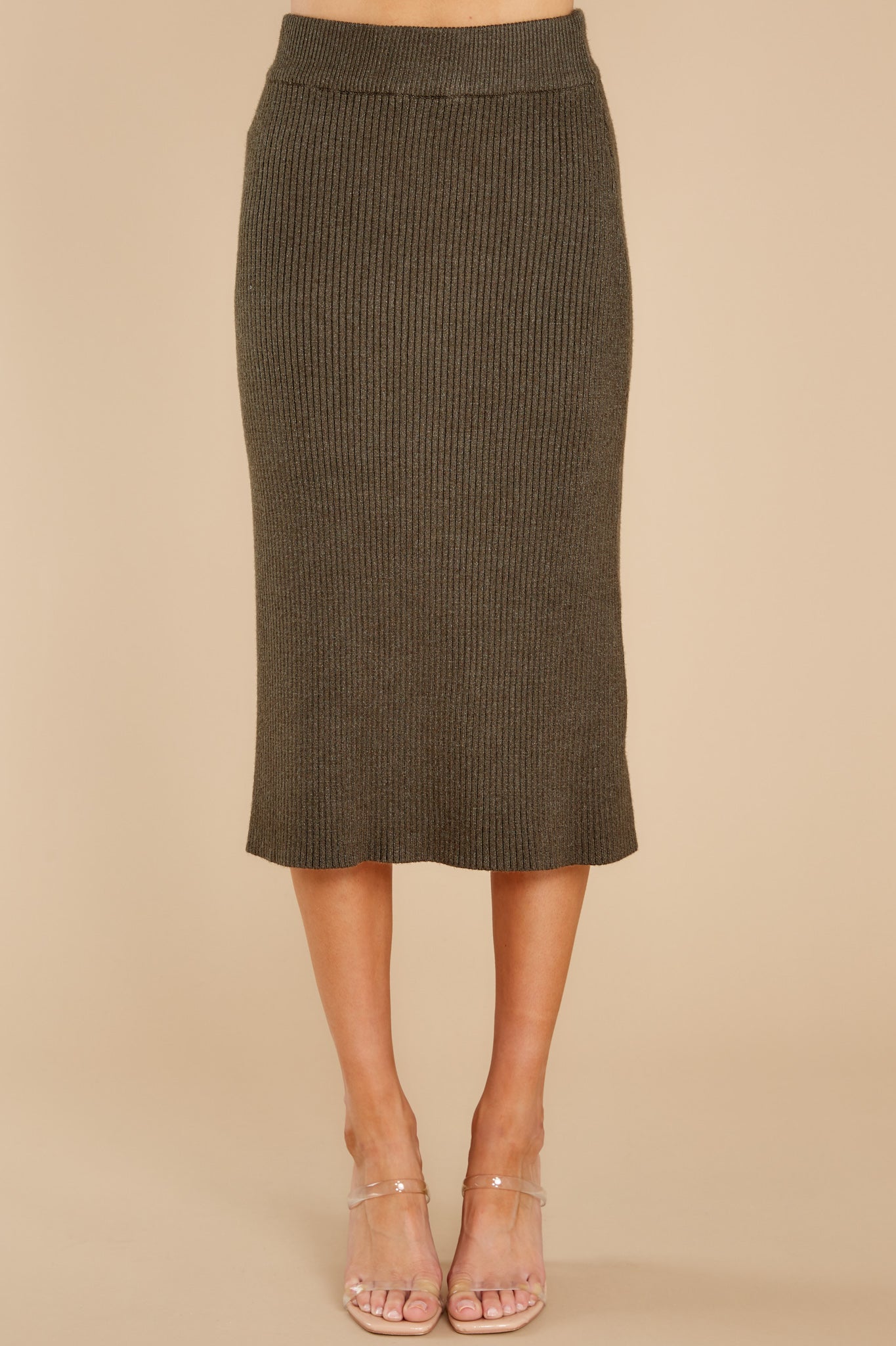 Study Hall Olive Midi Skirt