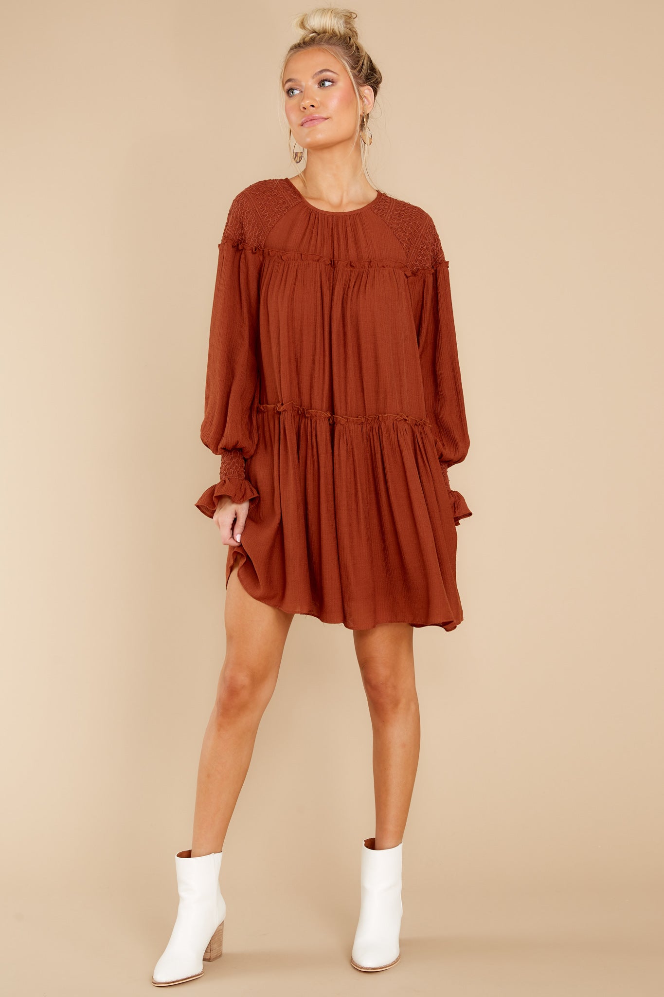 Feeling Grateful Rust Orange Dress