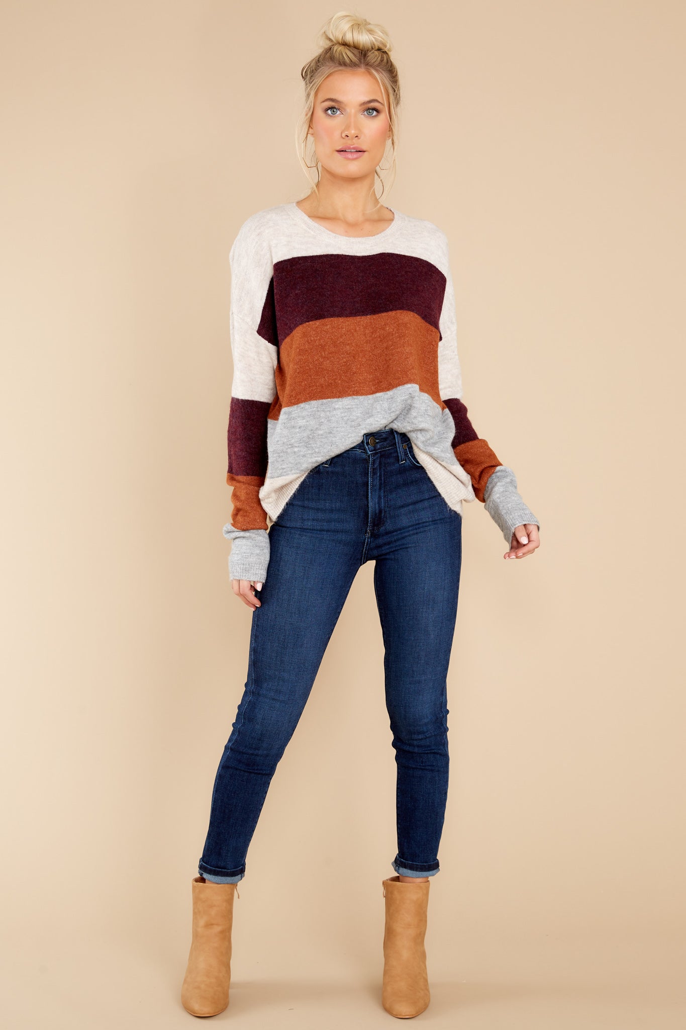 Irresistible Moments Ivory Multi Stripe Sweater