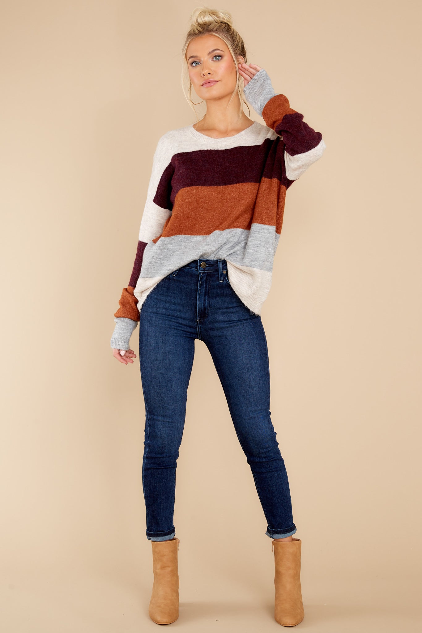 Irresistible Moments Ivory Multi Stripe Sweater