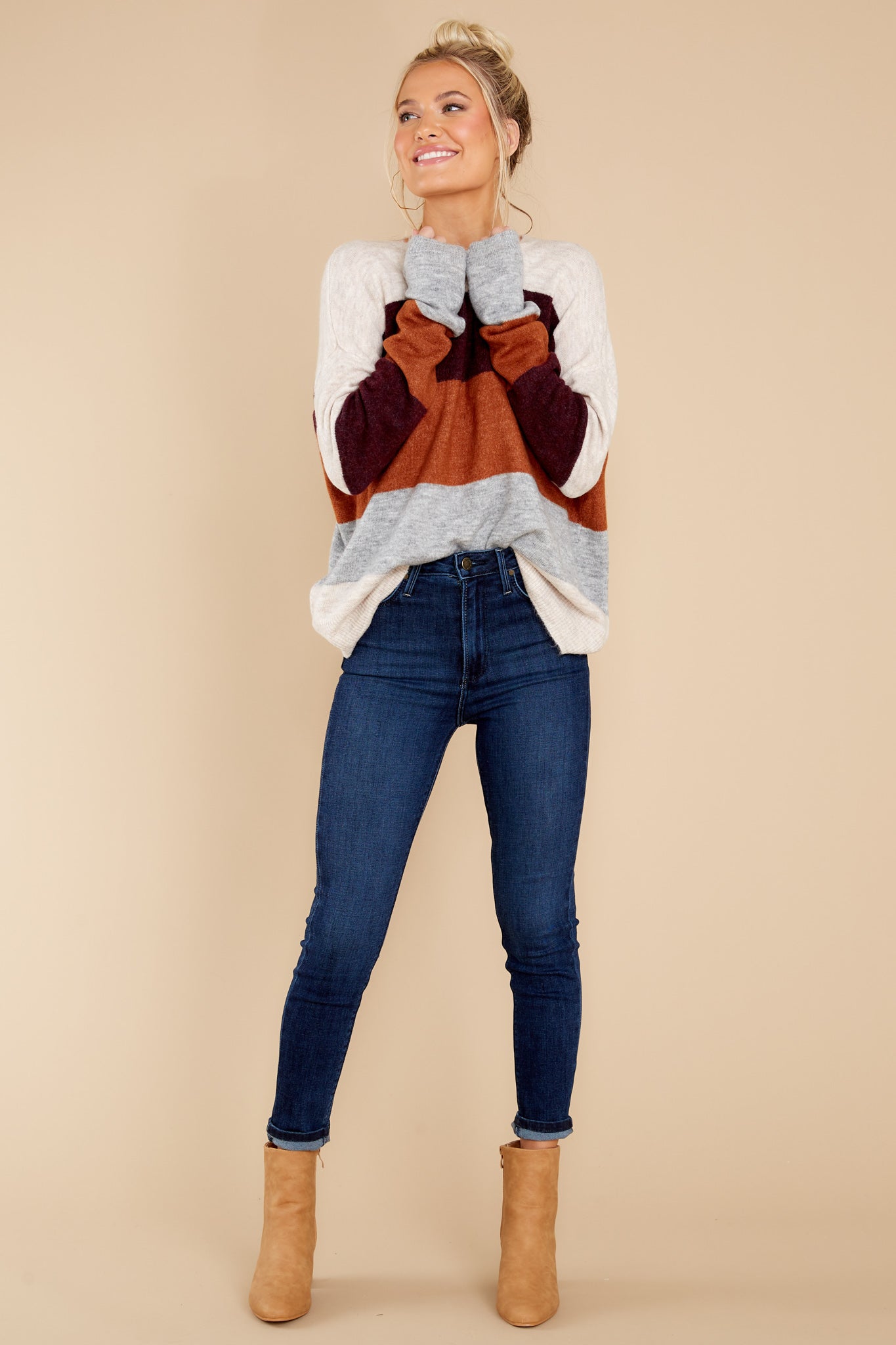Irresistible Moments Ivory Multi Stripe Sweater