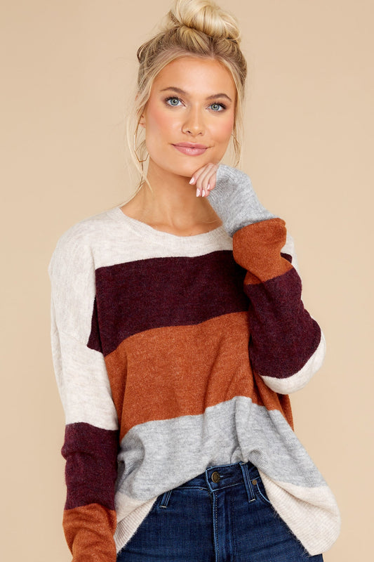 Irresistible Moments Ivory Multi Stripe Sweater