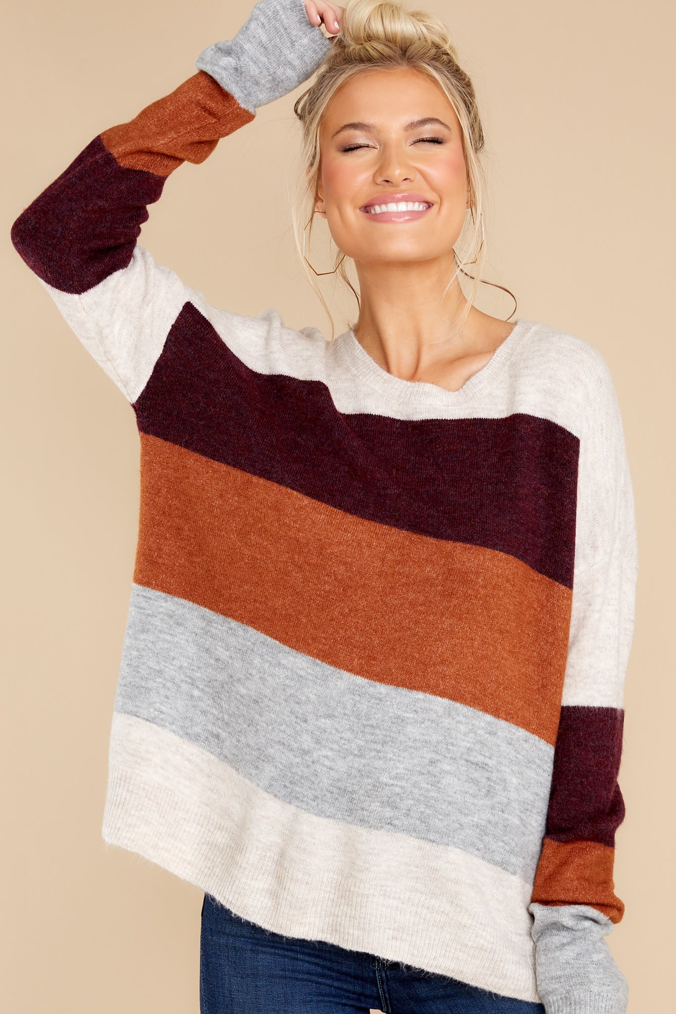 Irresistible Moments Ivory Multi Stripe Sweater