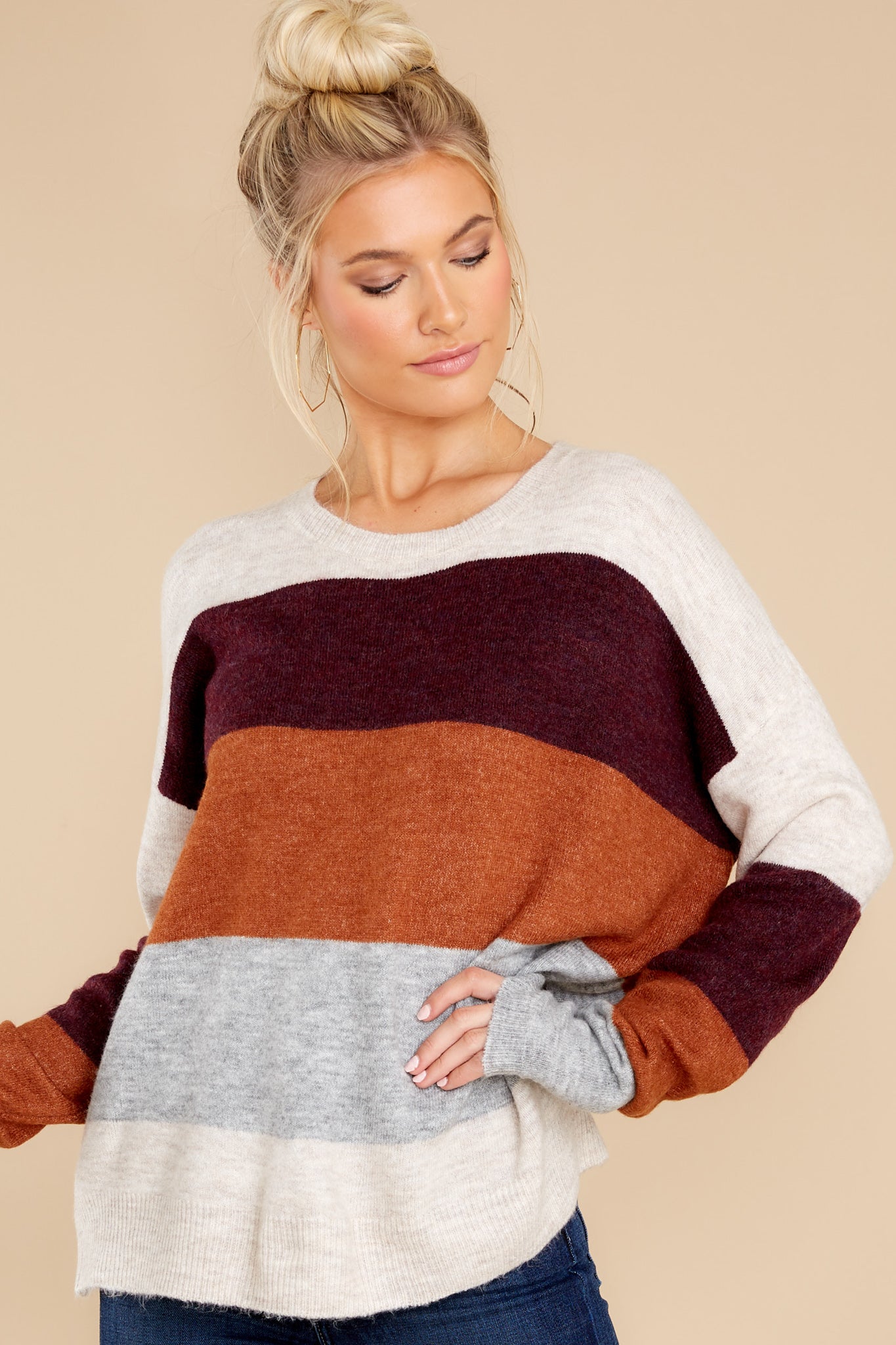 Irresistible Moments Ivory Multi Stripe Sweater