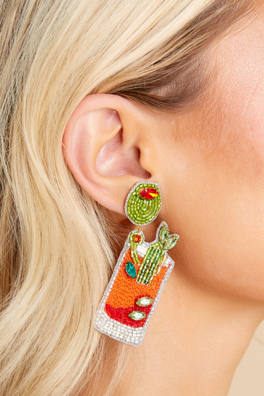 Bloody Mary Orange Beaded Earrings