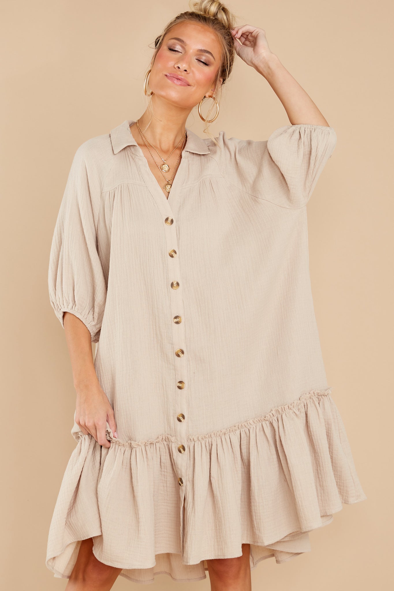 Living So Free Beige Midi Dress