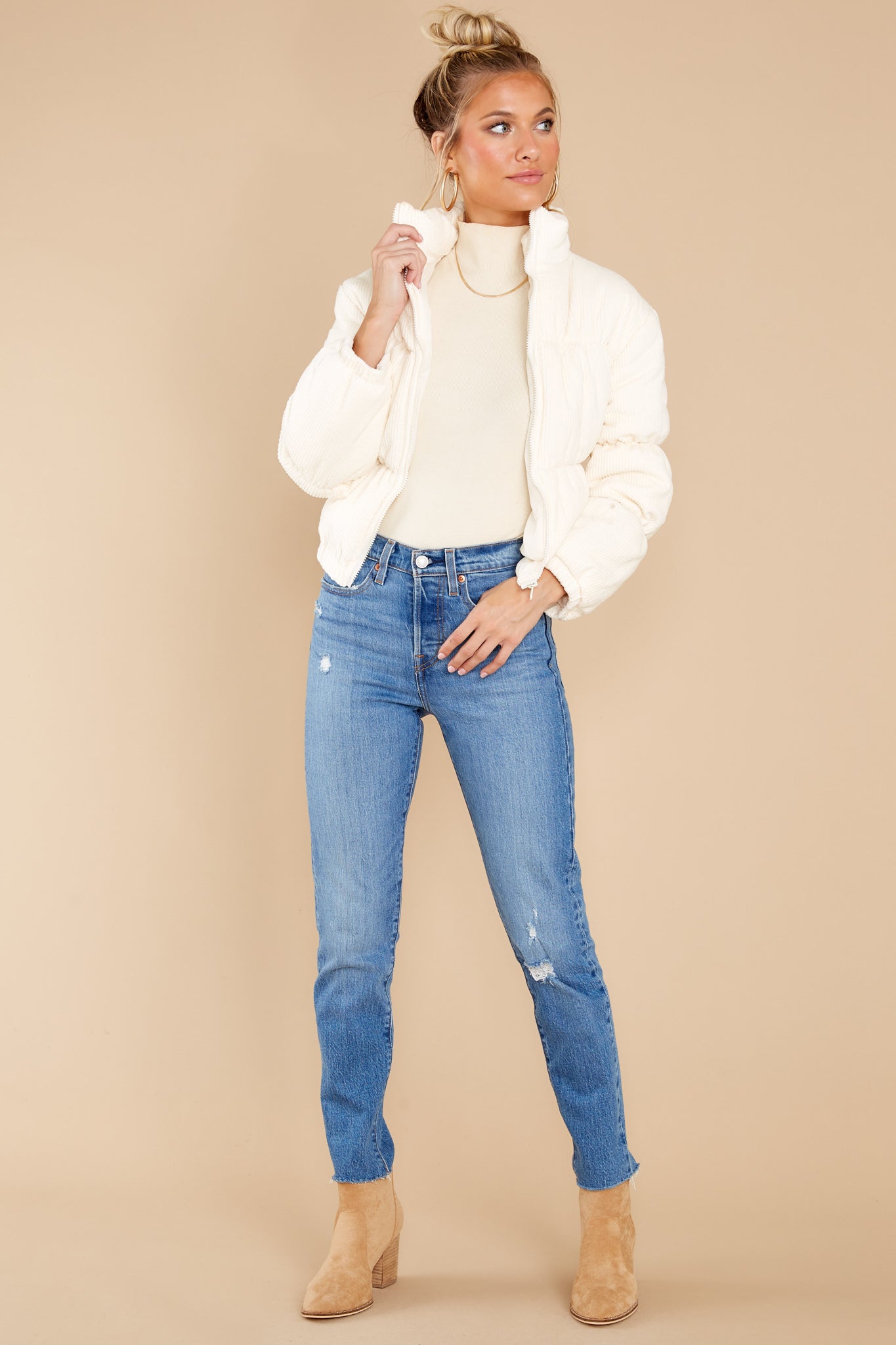 Soft And Sweet White Puffer Jacket