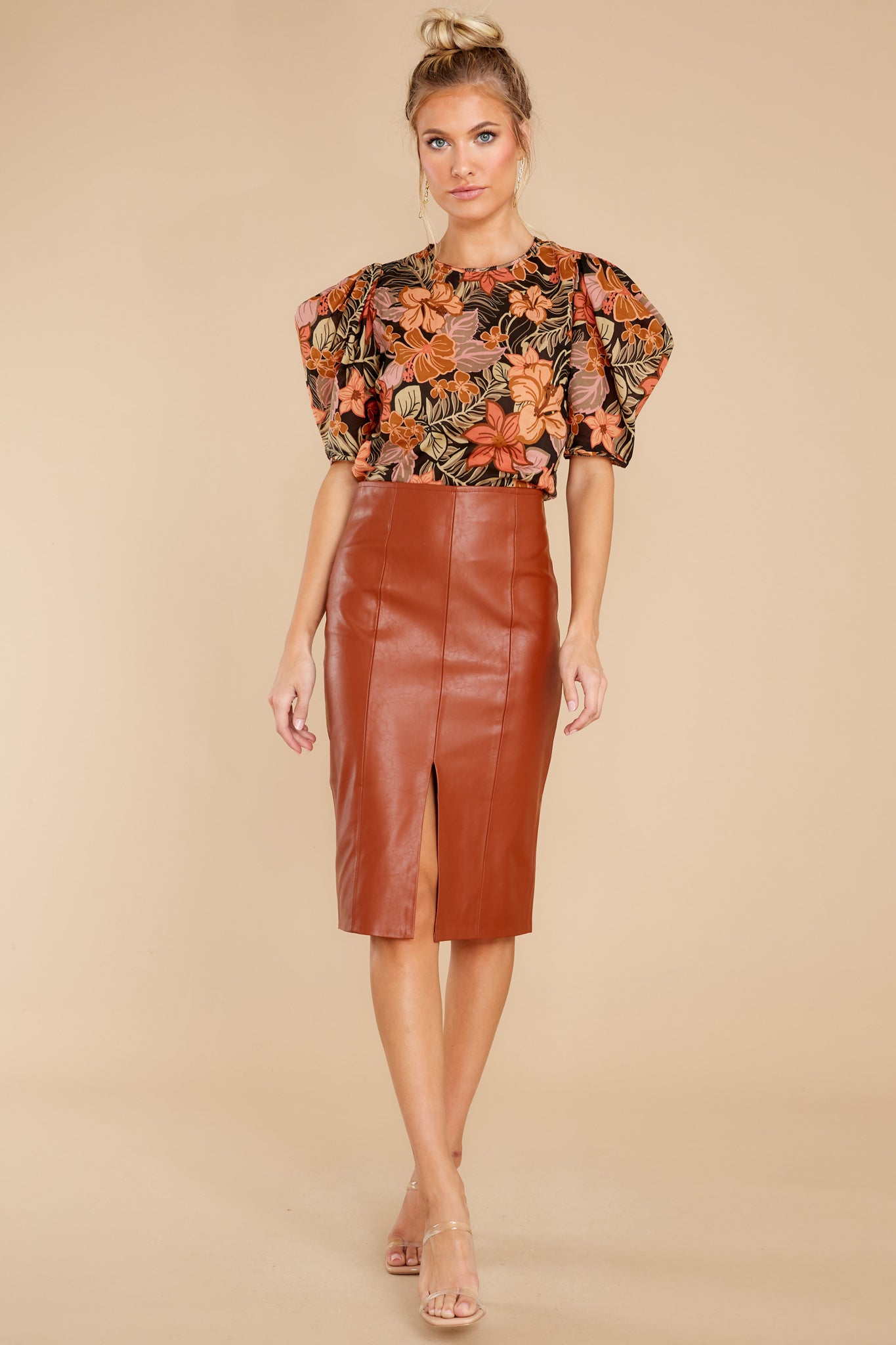 Just Killing Time Black Floral Print Top