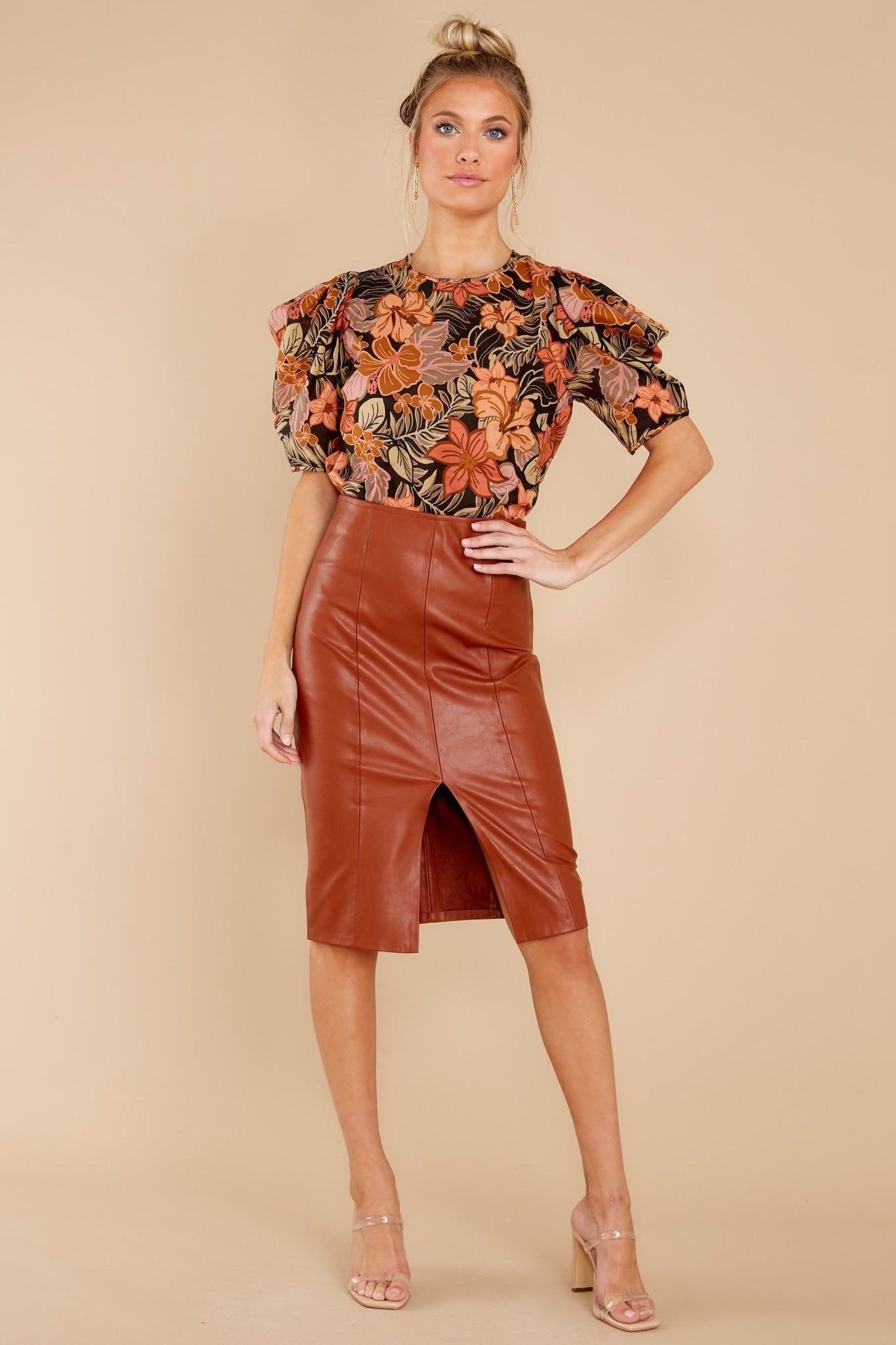 Just Killing Time Black Floral Print Top