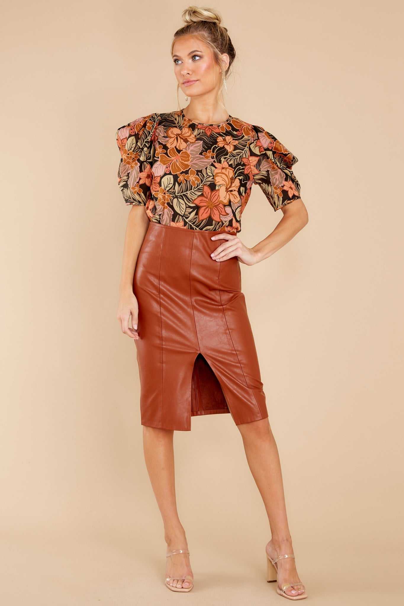 Just Killing Time Black Floral Print Top