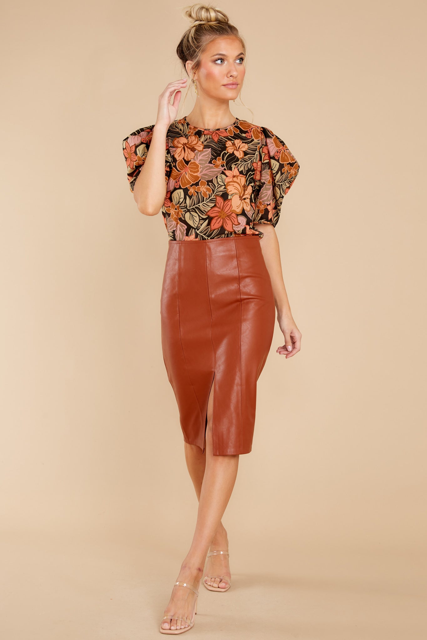 Just Killing Time Black Floral Print Top
