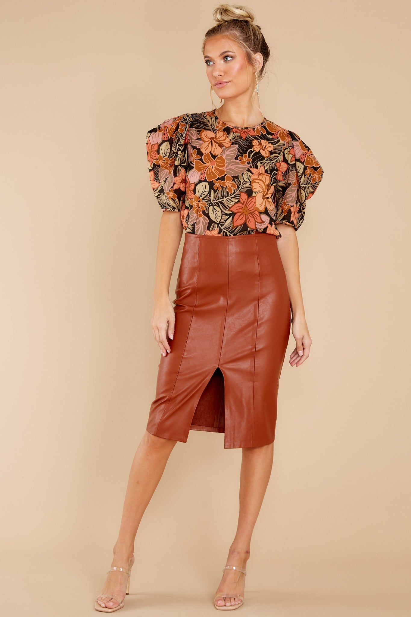 Just Killing Time Black Floral Print Top