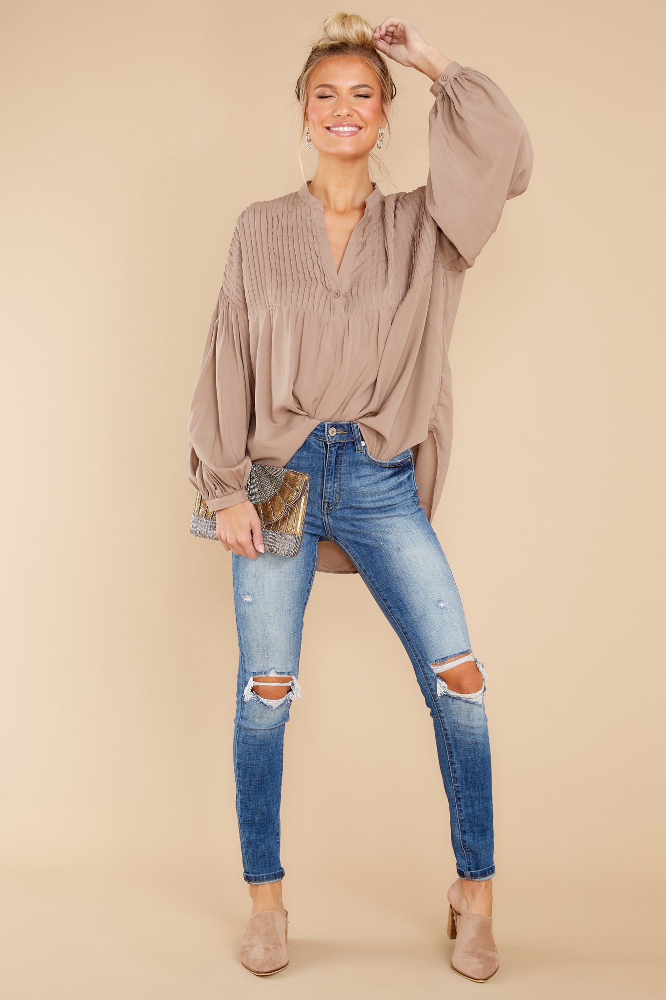 Irreplaceable Feeling Taupe Top