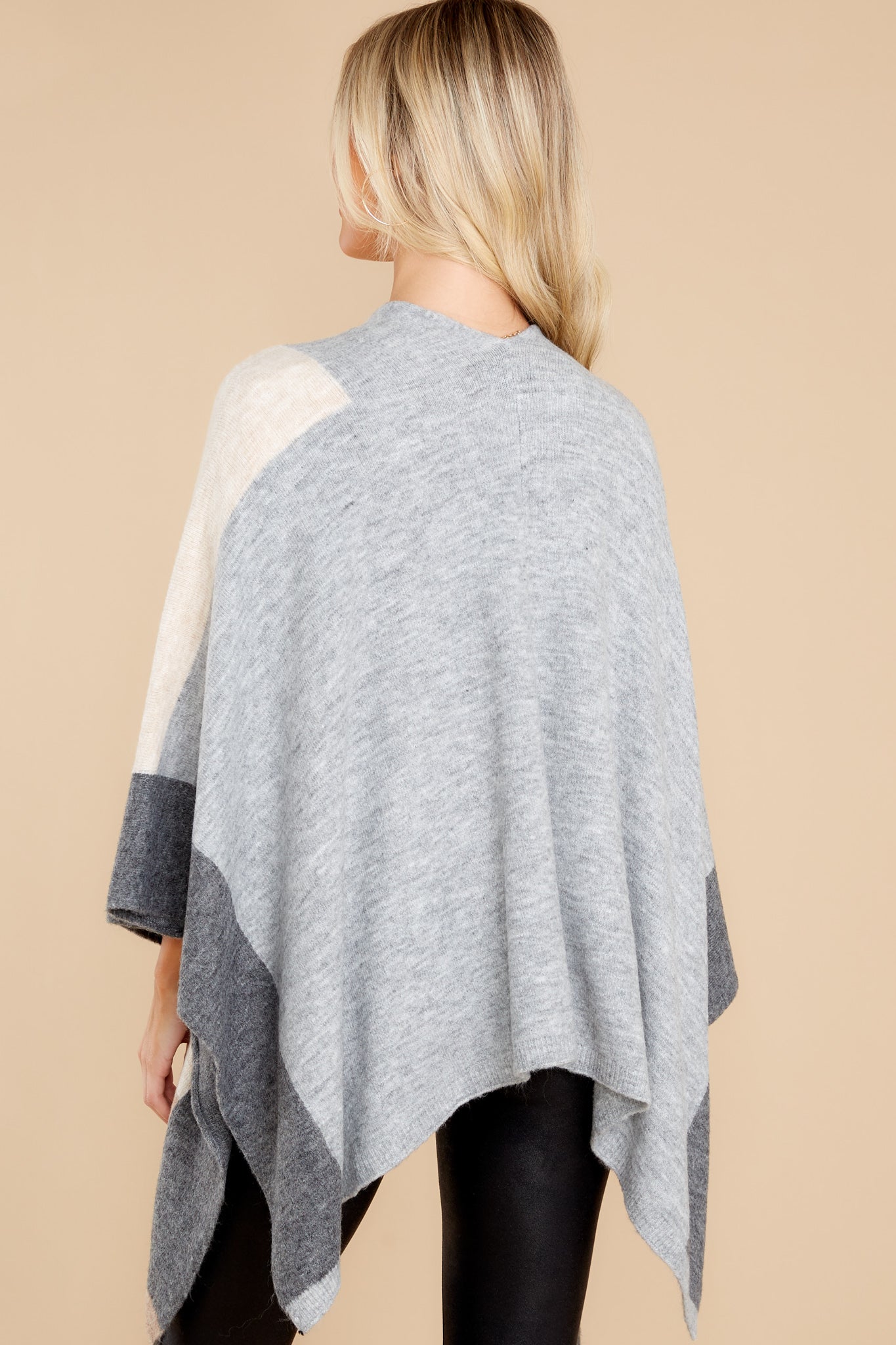 As I Was Saying Beige Multi Poncho Cardigan