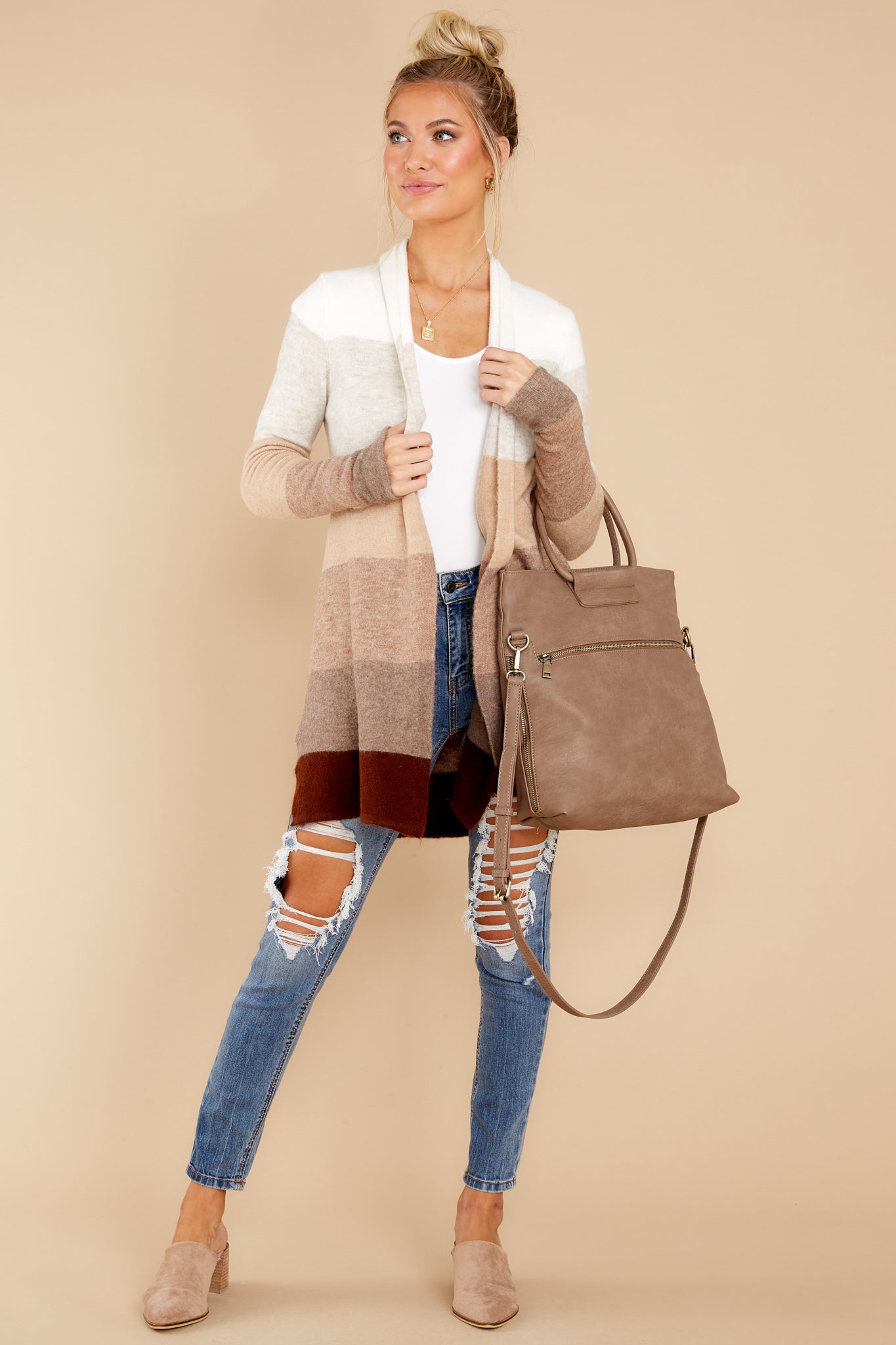 Line Leader Mocha Colorblock Cardigan