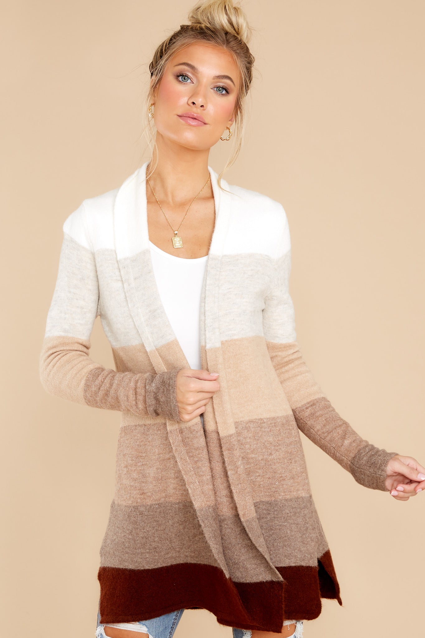 Line Leader Mocha Colorblock Cardigan