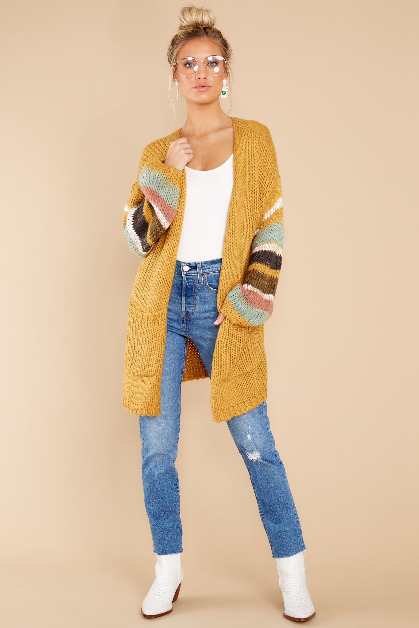 Natural Charm Goldenrod Multi Cardigan