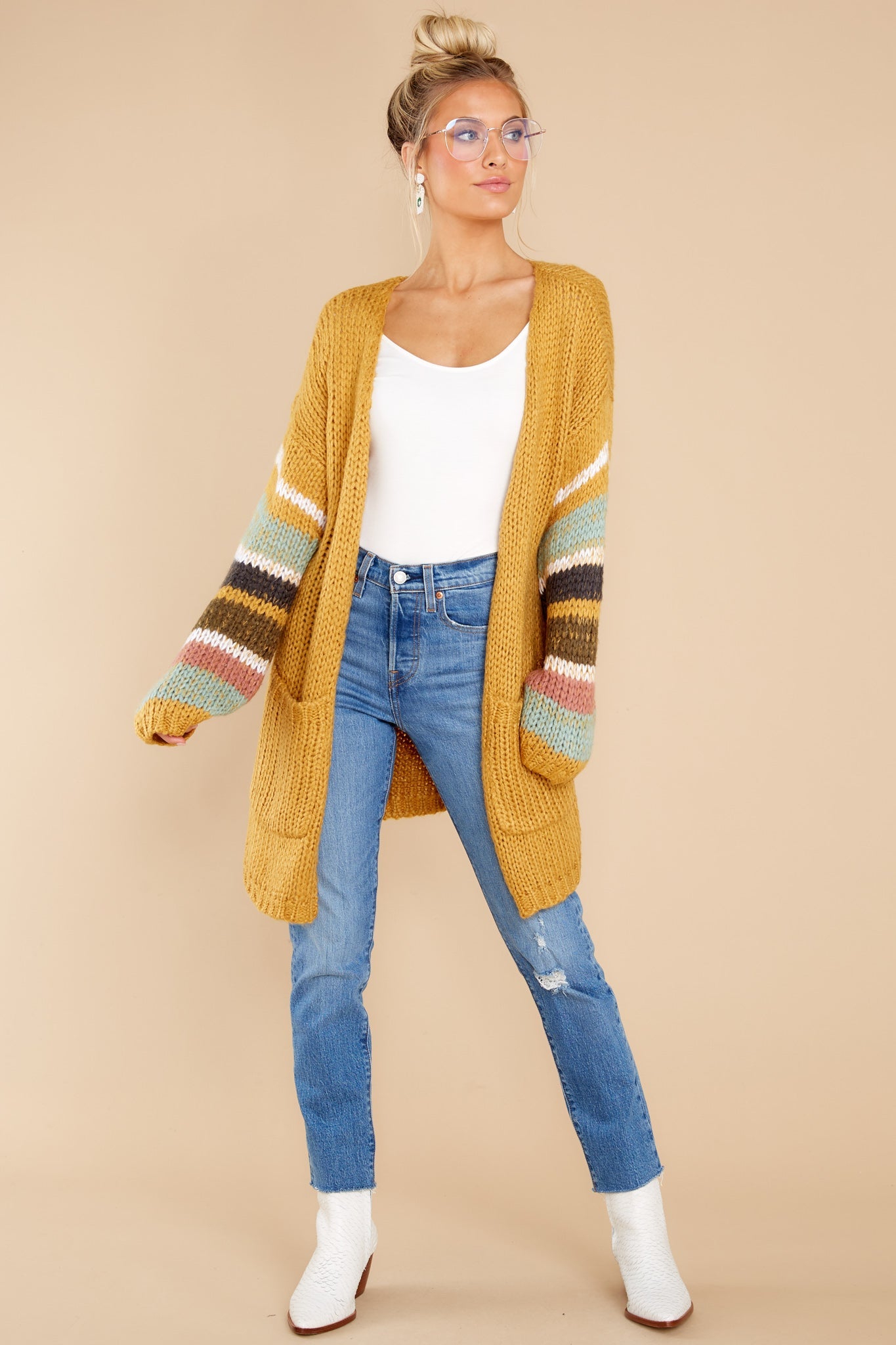 Natural Charm Goldenrod Multi Cardigan