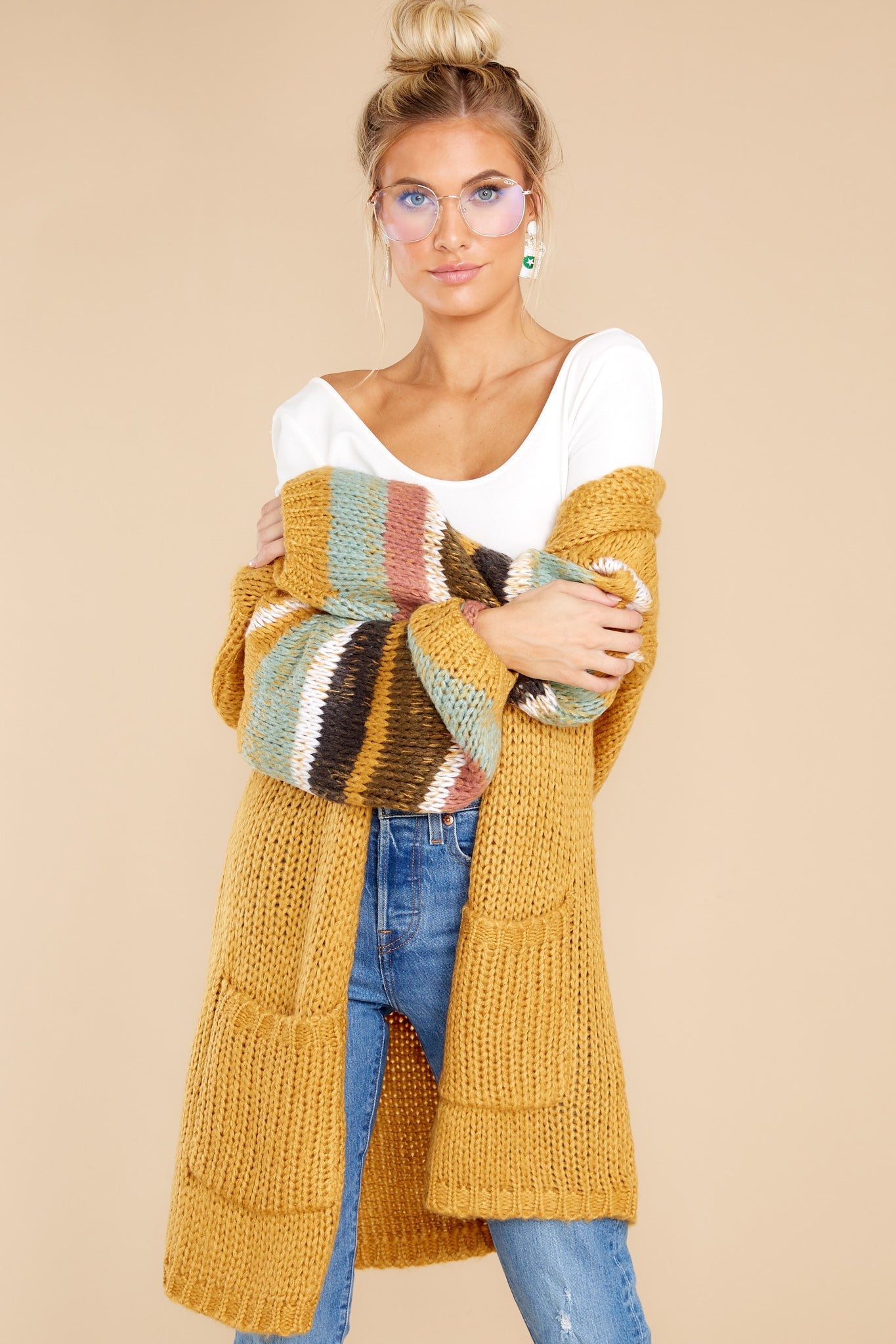 Natural Charm Goldenrod Multi Cardigan