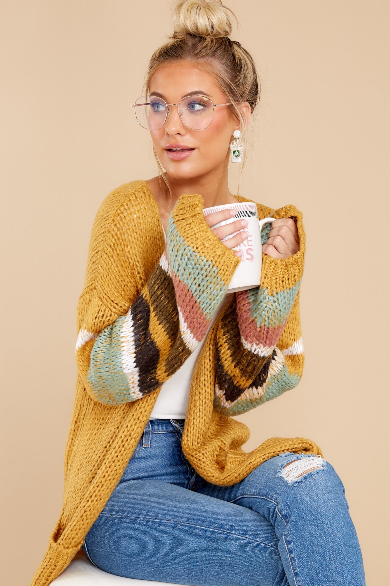 Natural Charm Goldenrod Multi Cardigan
