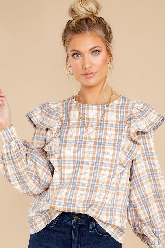 I'll Always Be Here Ivory Multi Plaid Top