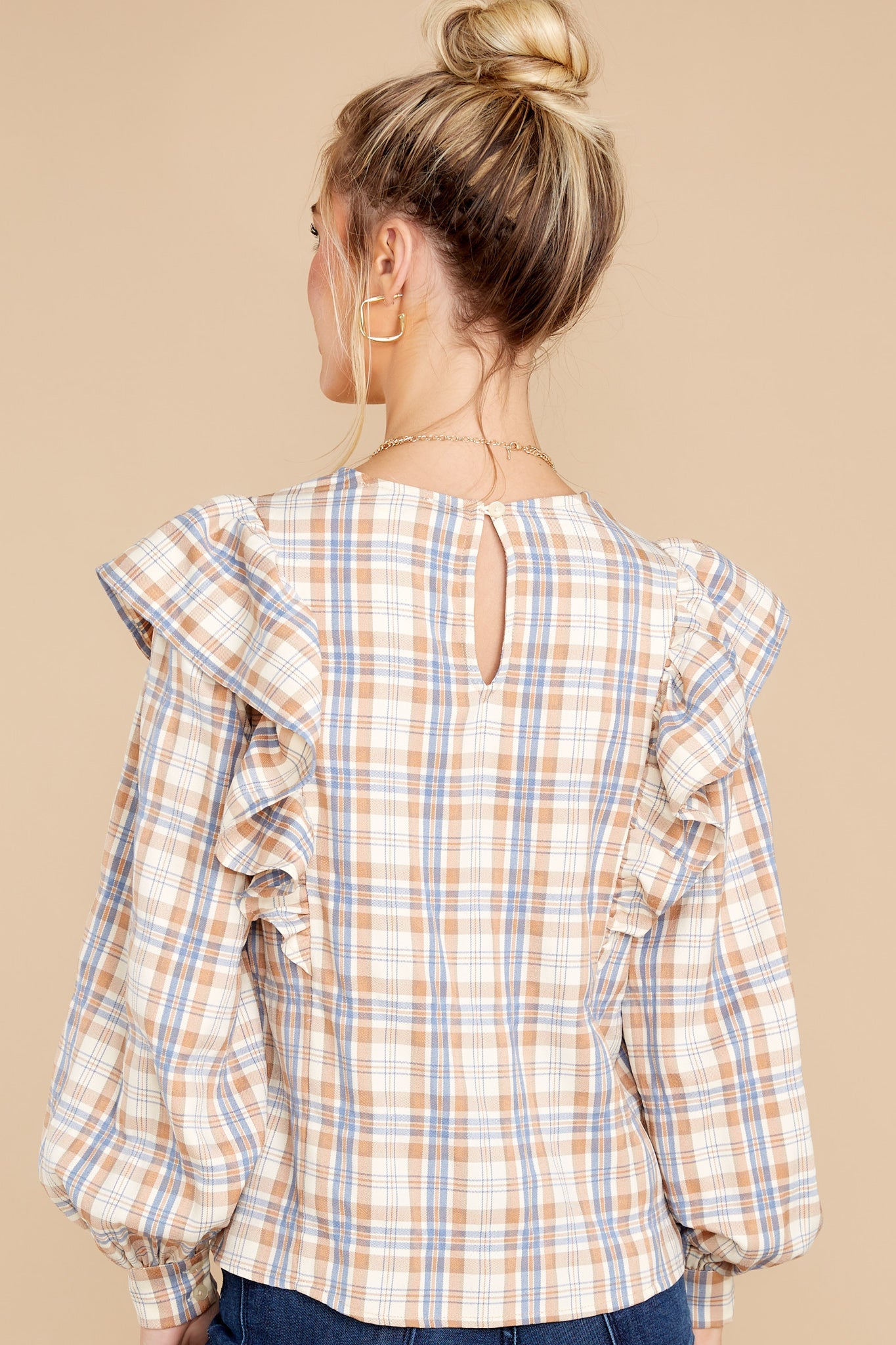 I'll Always Be Here Ivory Multi Plaid Top