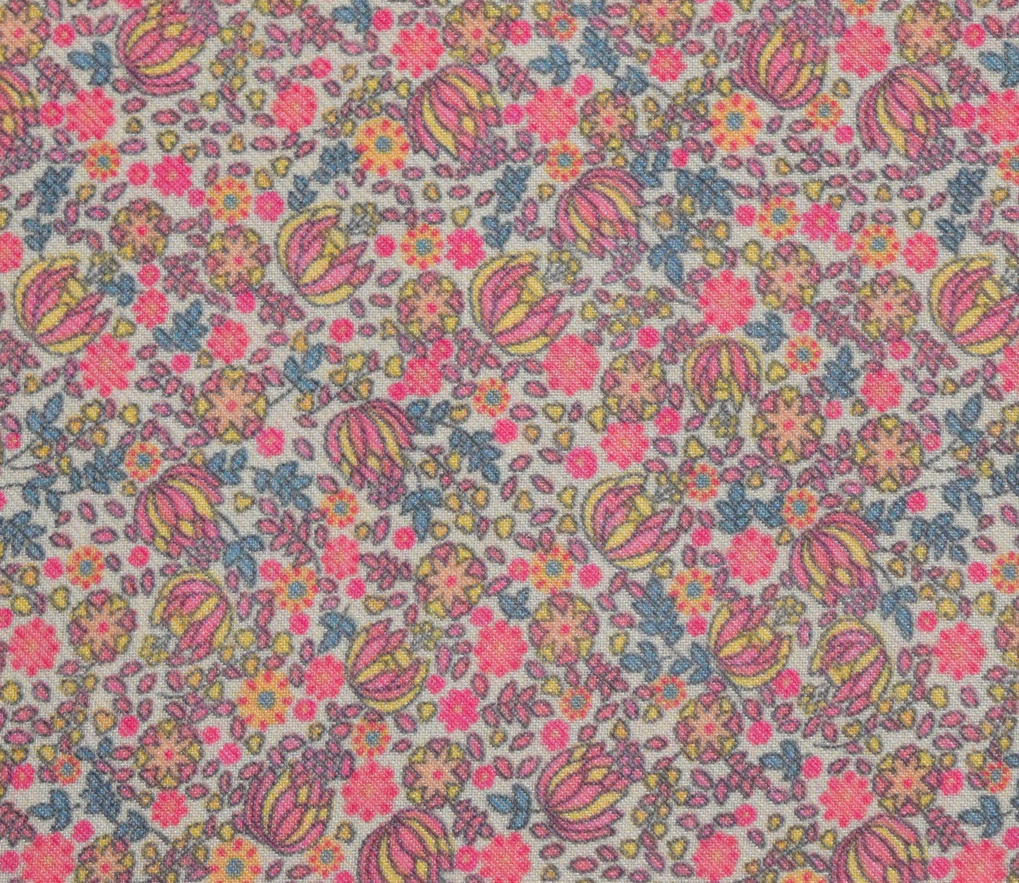 Small Floral Pattern Digital Printed Pure Pashmina Fabric Available in Pink , Green , Grey and Yellow