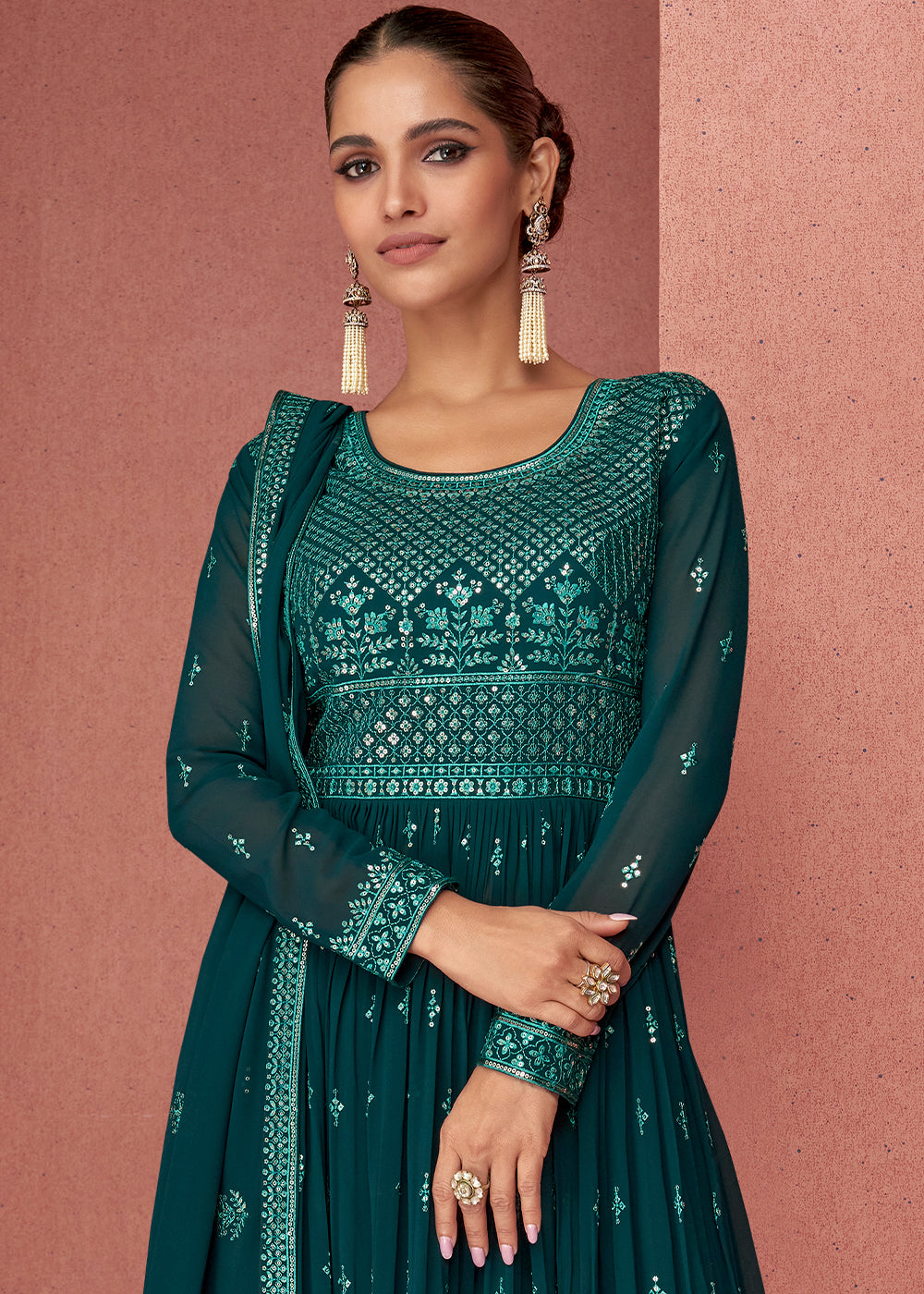 Eden Green Georgette Embroidered Anarkali Suit