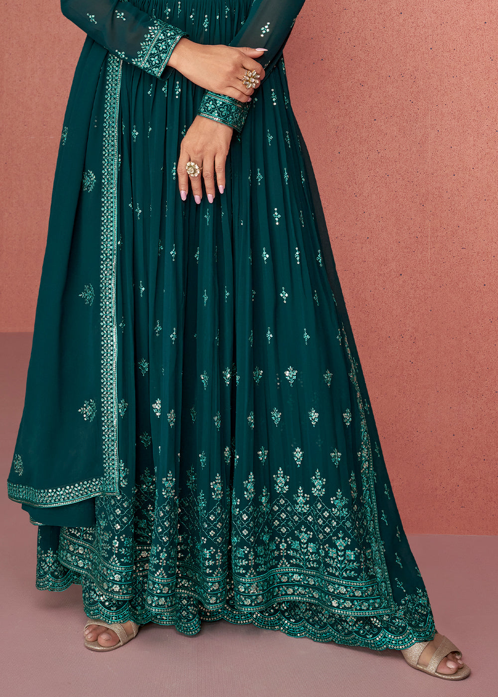 Eden Green Georgette Embroidered Anarkali Suit