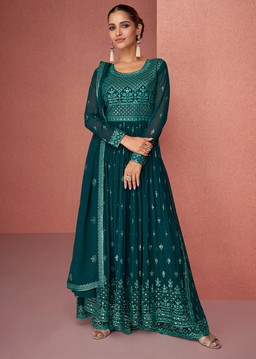 Eden Green Georgette Embroidered Anarkali Suit