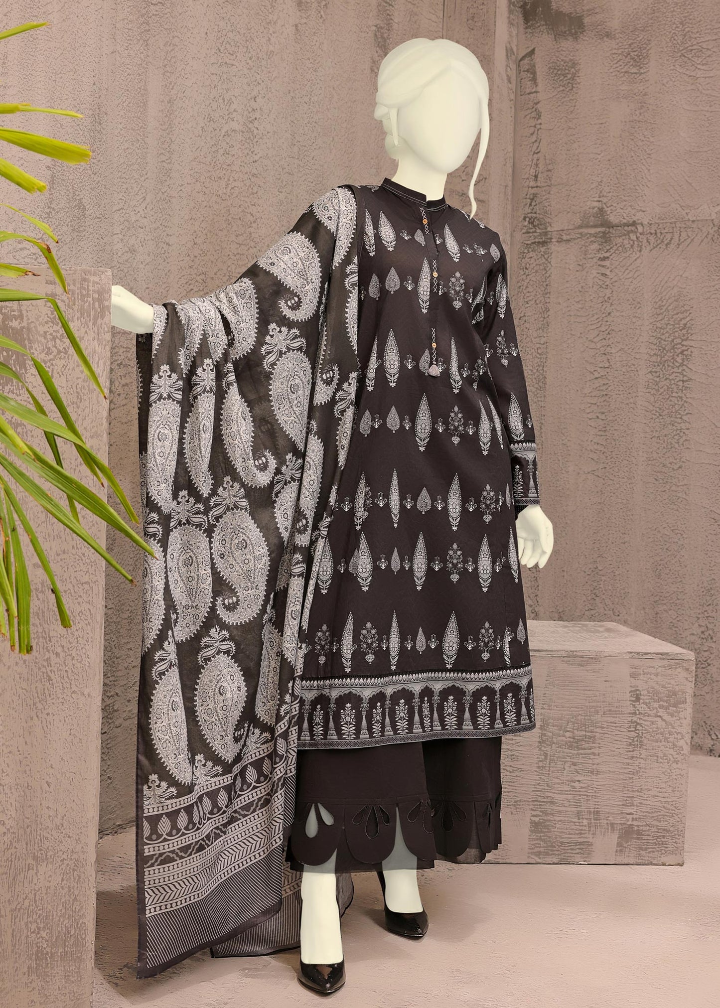 MTJ - MONOCHROME'22 BARADARI PRINTED LAWN 3PC UNSTITCHED