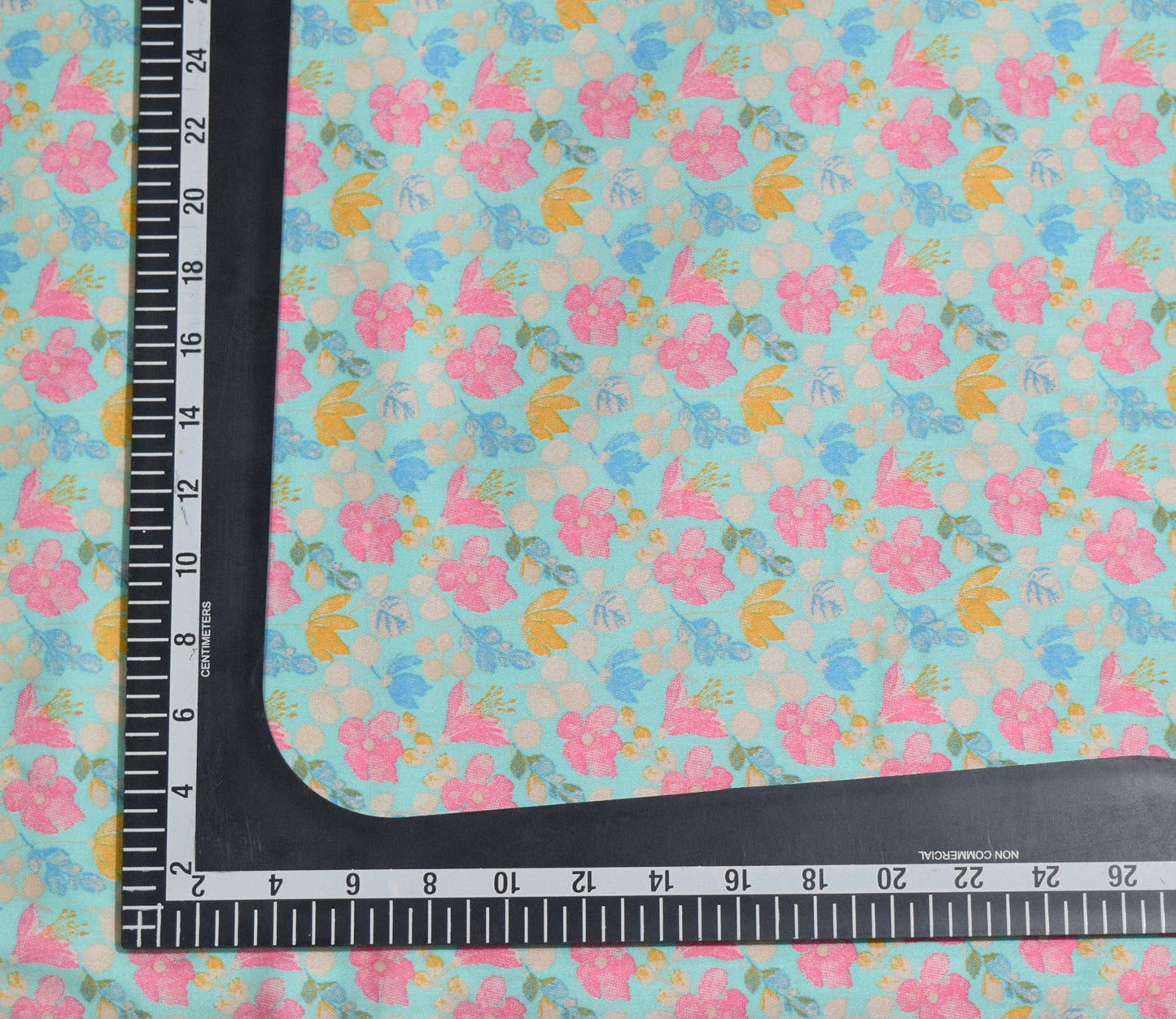 Floral Pattern Screen Printed Cotton Satin Fabric Available in Blue , Yellow, Peach and Grey