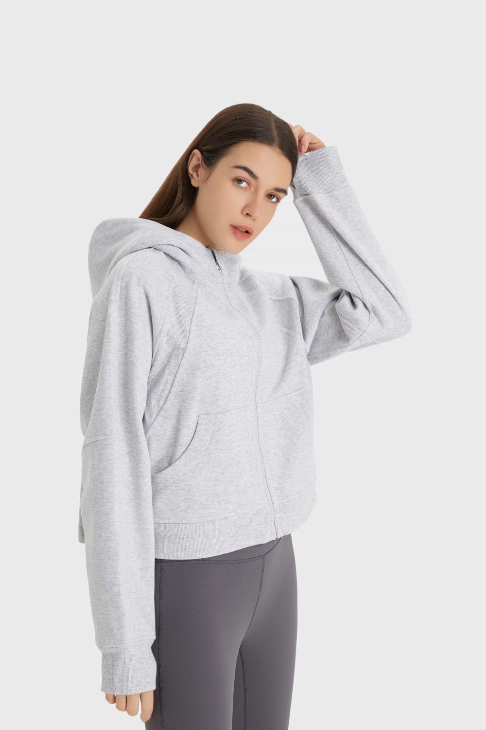 Zip Up Thumbhole Hooded Sports Jacket